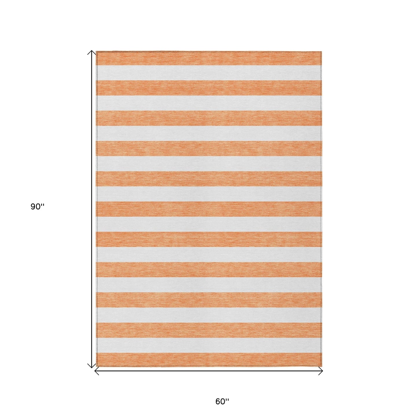 5' X 8' Salmon Striped Washable Non Skid Indoor Outdoor Area Rug