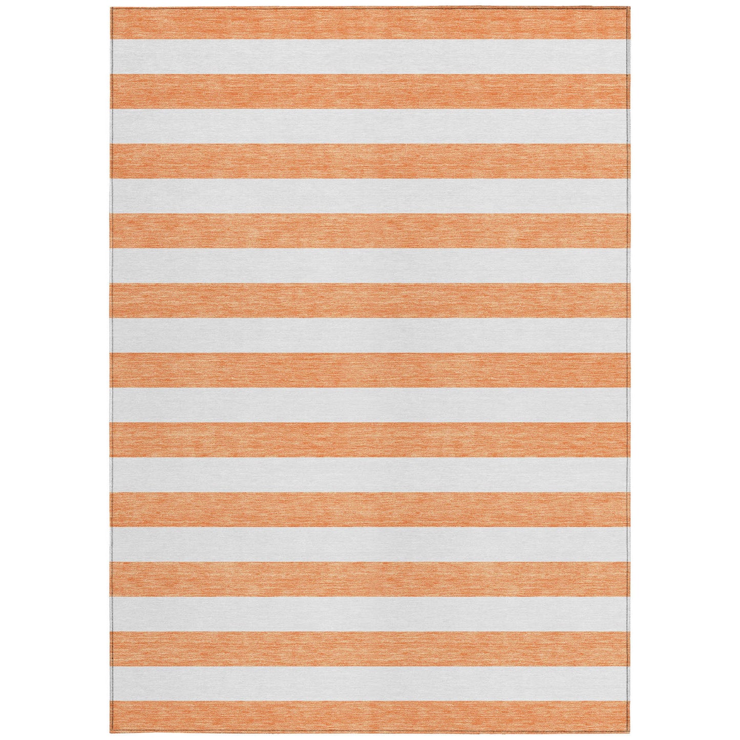 5' X 8' Salmon Striped Washable Non Skid Indoor Outdoor Area Rug