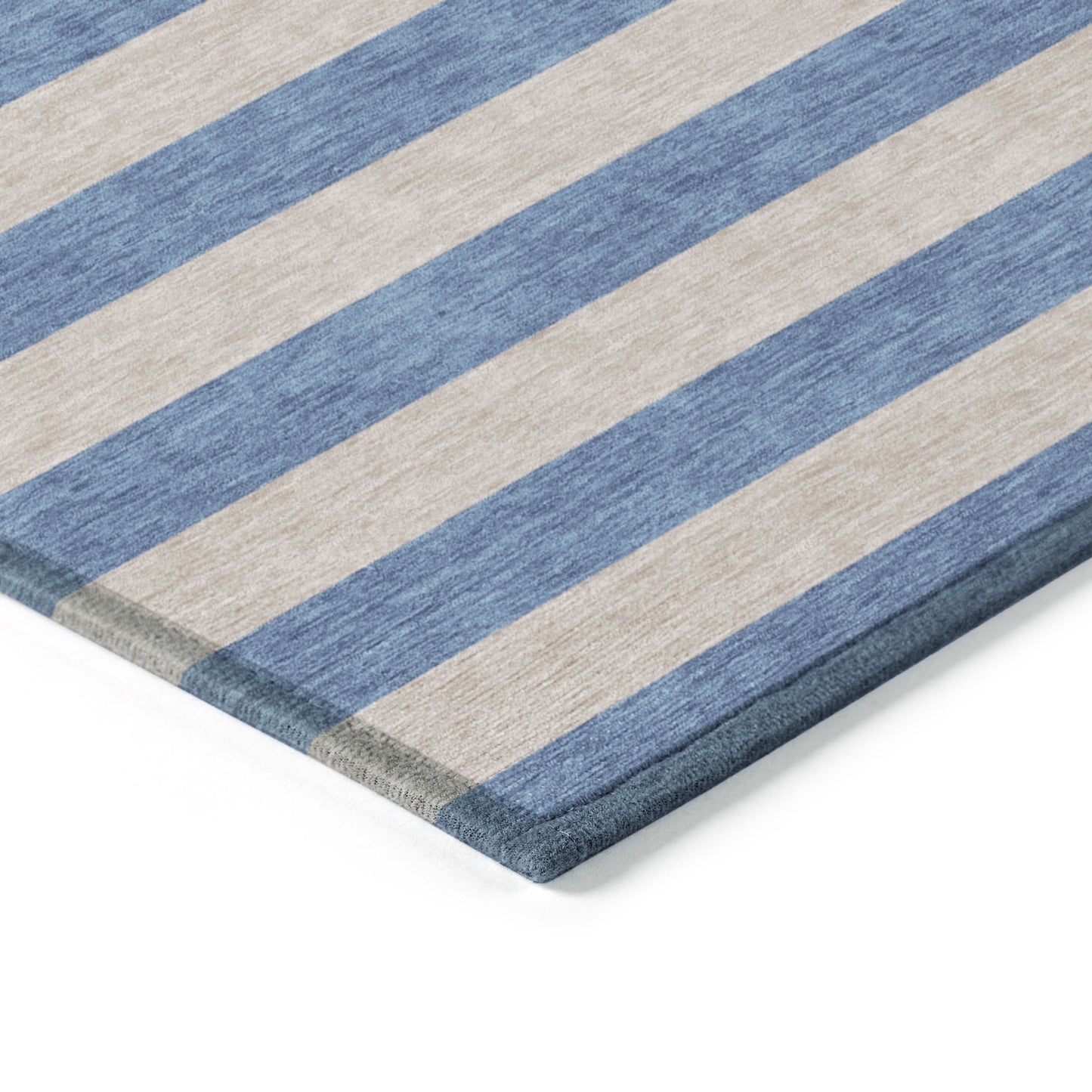 5' X 8' Tan Striped Washable Non Skid Indoor Outdoor Area Rug