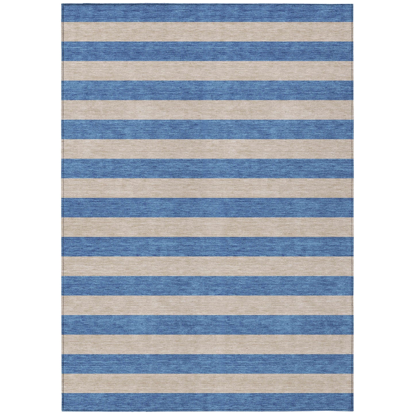 5' X 8' Tan Striped Washable Non Skid Indoor Outdoor Area Rug