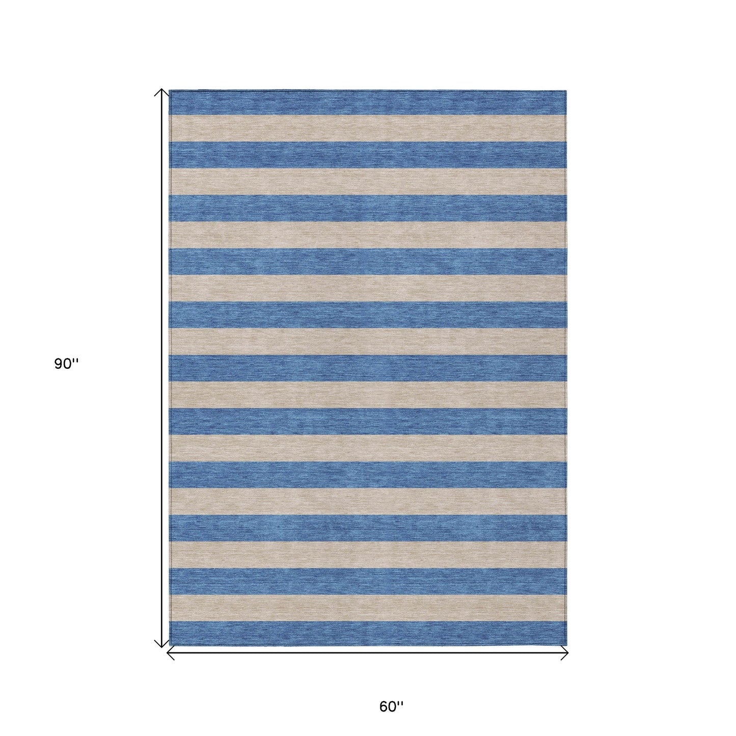 5' X 8' Tan Striped Washable Non Skid Indoor Outdoor Area Rug