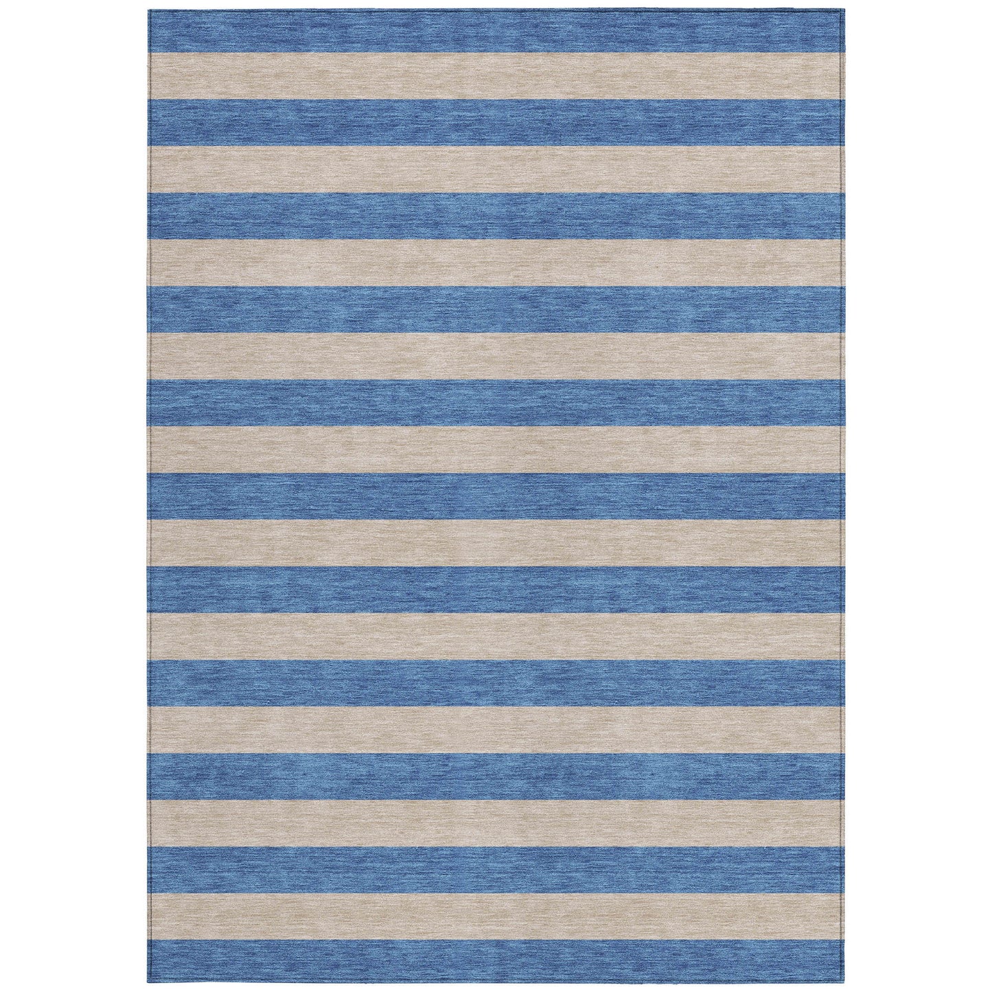 5' X 8' Tan Striped Washable Non Skid Indoor Outdoor Area Rug