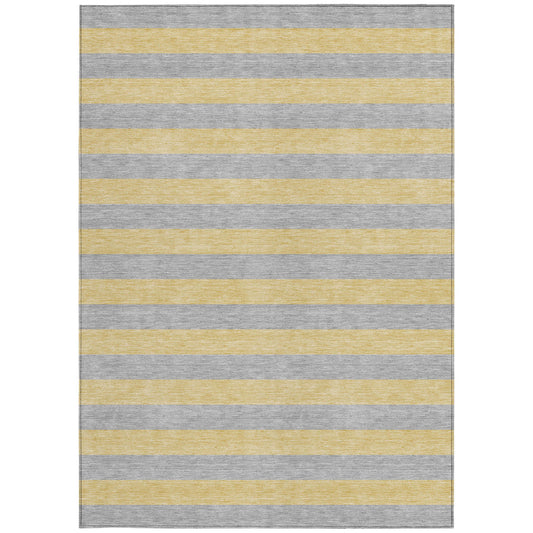 5' X 8' Silver Striped Washable Non Skid Indoor Outdoor Area Rug