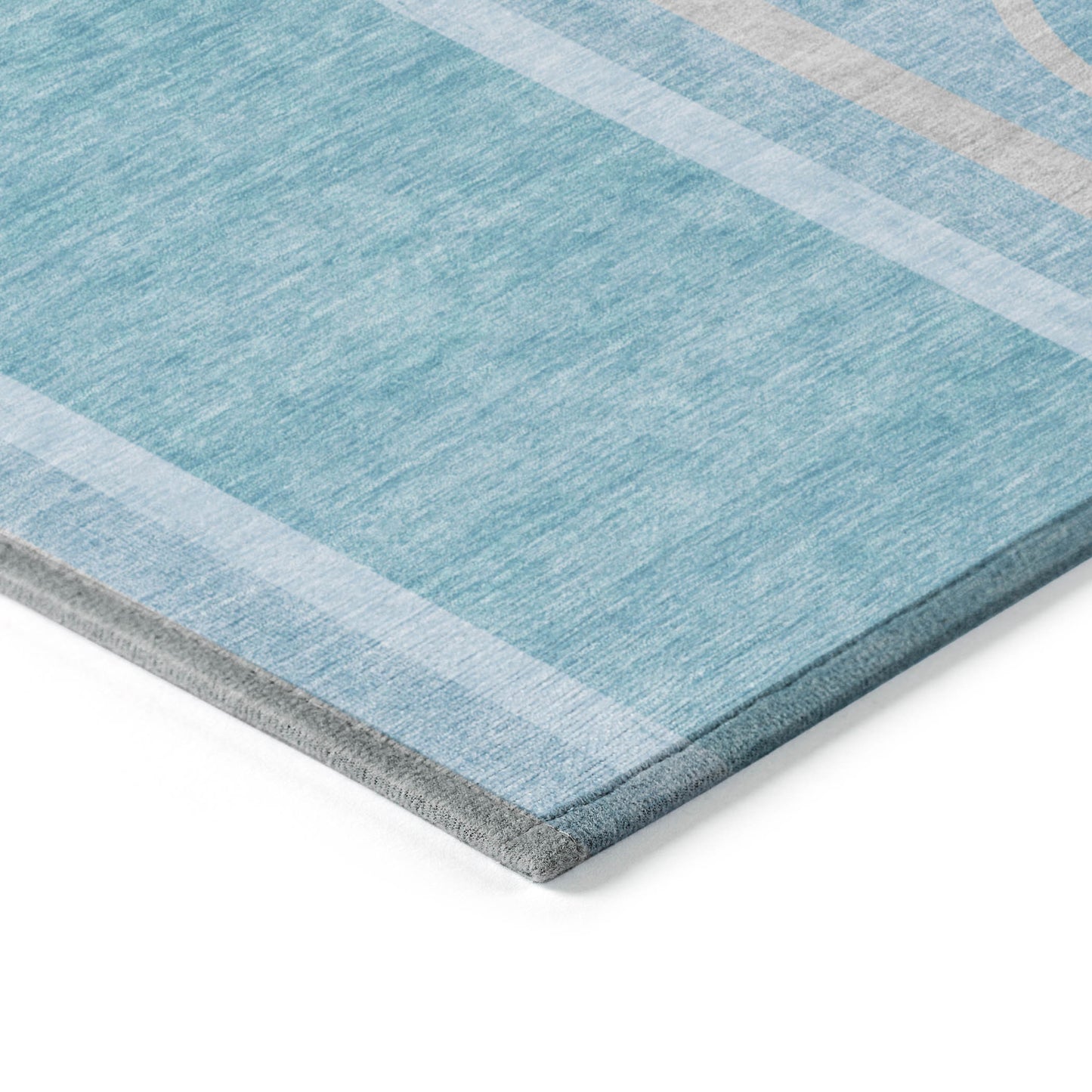 5' X 8' Teal Abstract Washable Indoor Outdoor Area Rug