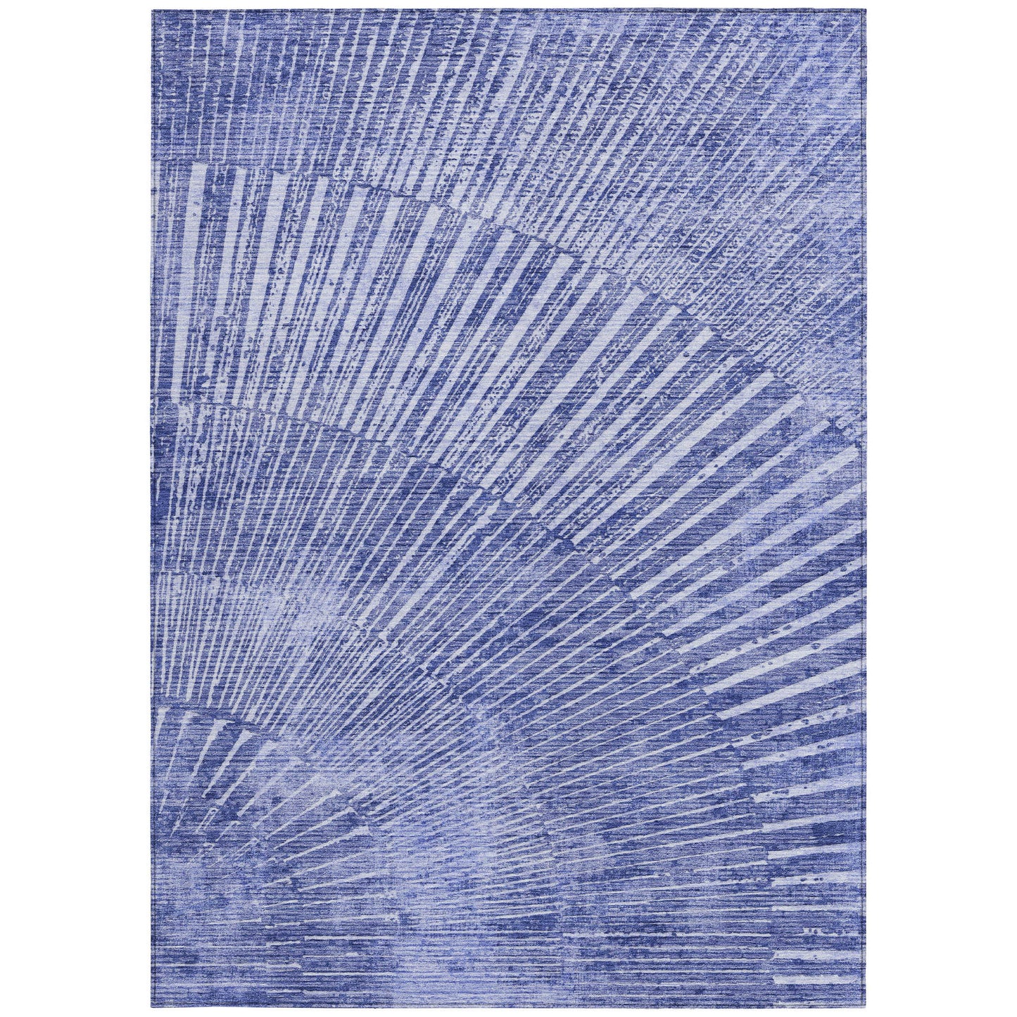 5' X 8' Navy Blue Abstract Washable Non Skid Indoor Outdoor Area Rug