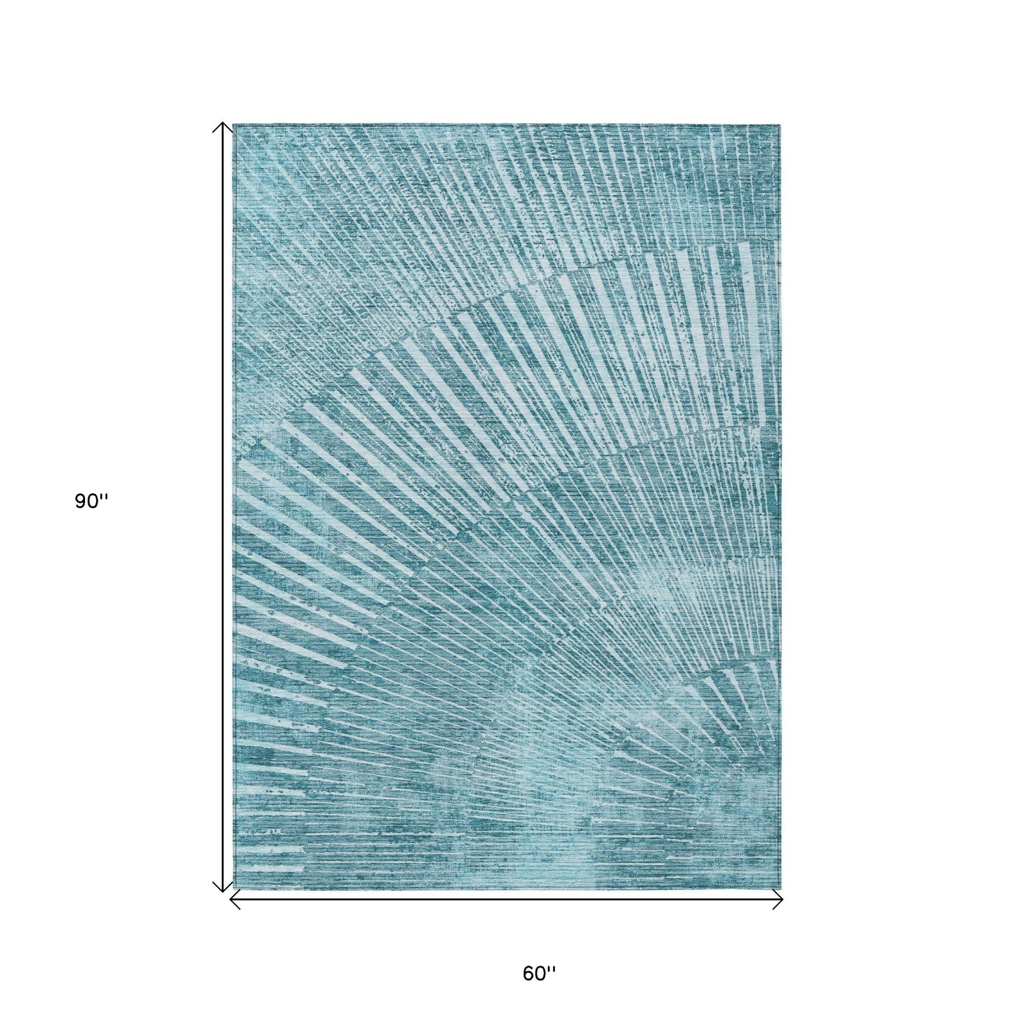 5' X 8' Teal Abstract Washable Non Skid Indoor Outdoor Area Rug