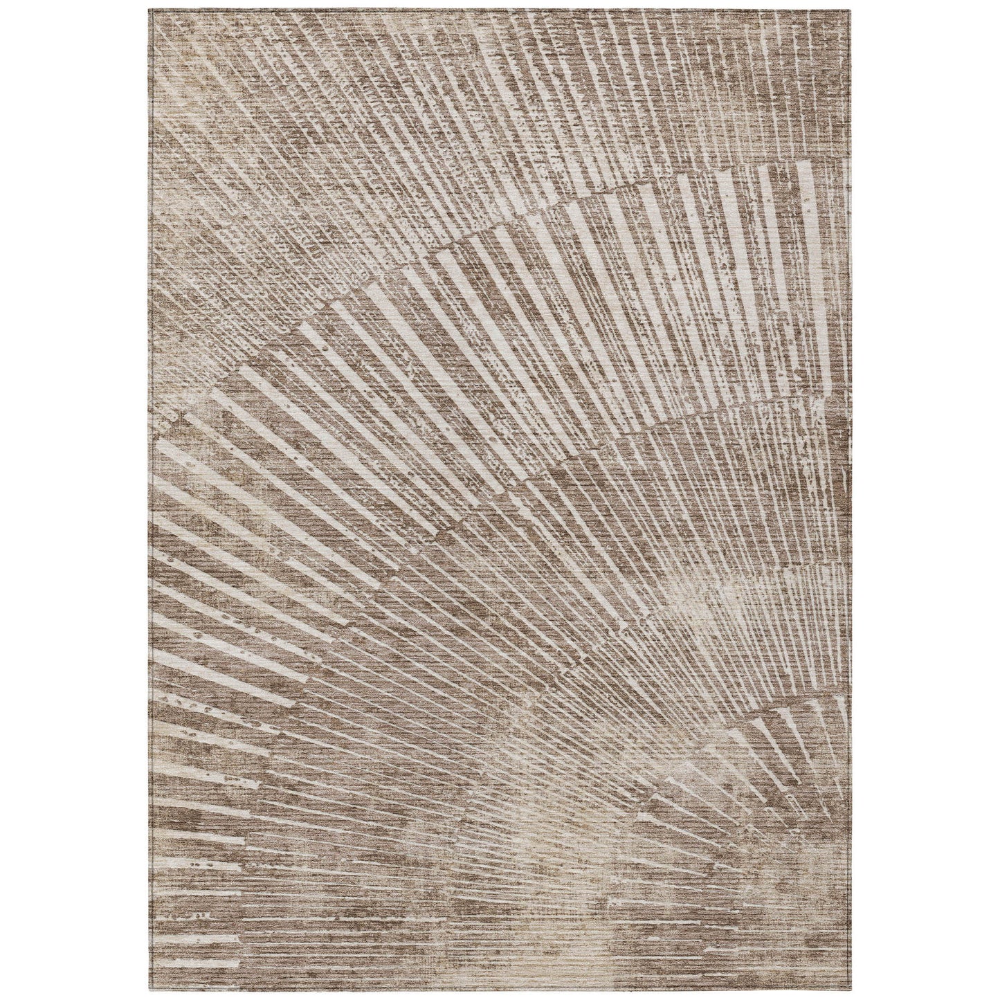 5' X 8' Taupe and Ivory Abstract Washable Non Skid Indoor Outdoor Area Rug