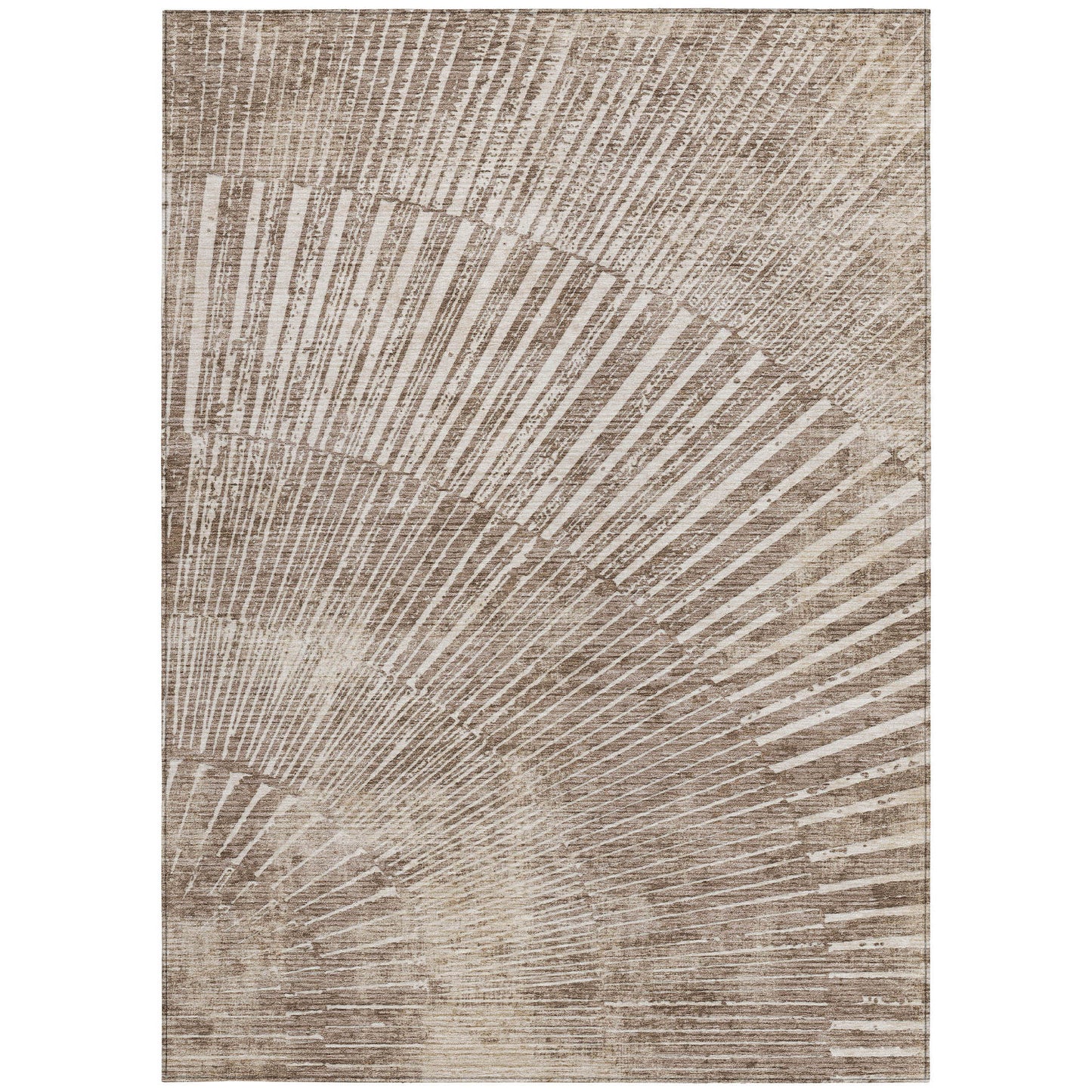 5' X 8' Taupe and Ivory Abstract Washable Non Skid Indoor Outdoor Area Rug