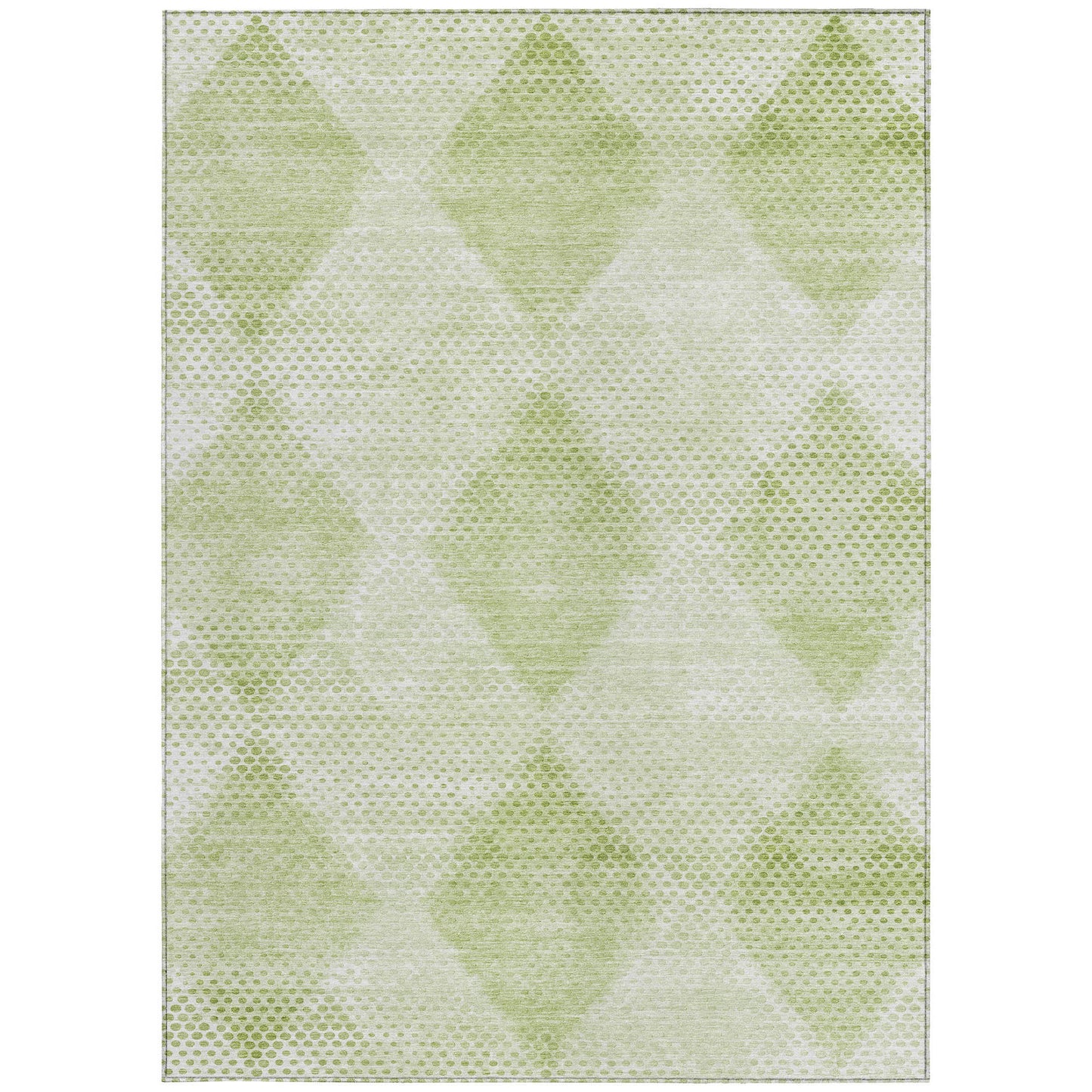 5' X 8' Mint Green Geometric Washable Non Skid Indoor Outdoor Area Rug