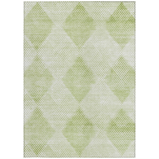 5' X 8' Mint Green Geometric Washable Non Skid Indoor Outdoor Area Rug