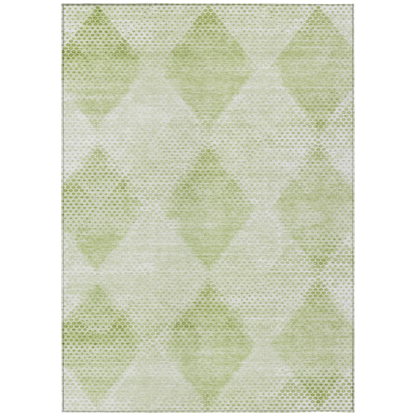 5' X 8' Mint Green Geometric Washable Non Skid Indoor Outdoor Area Rug