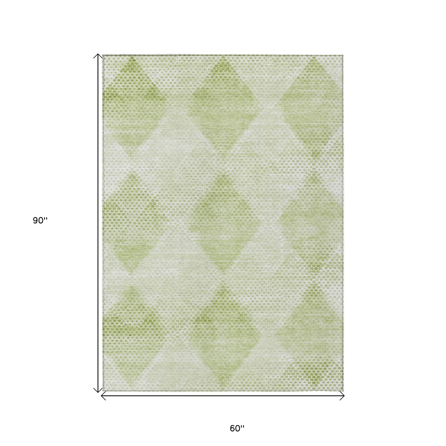 5' X 8' Mint Green Geometric Washable Non Skid Indoor Outdoor Area Rug