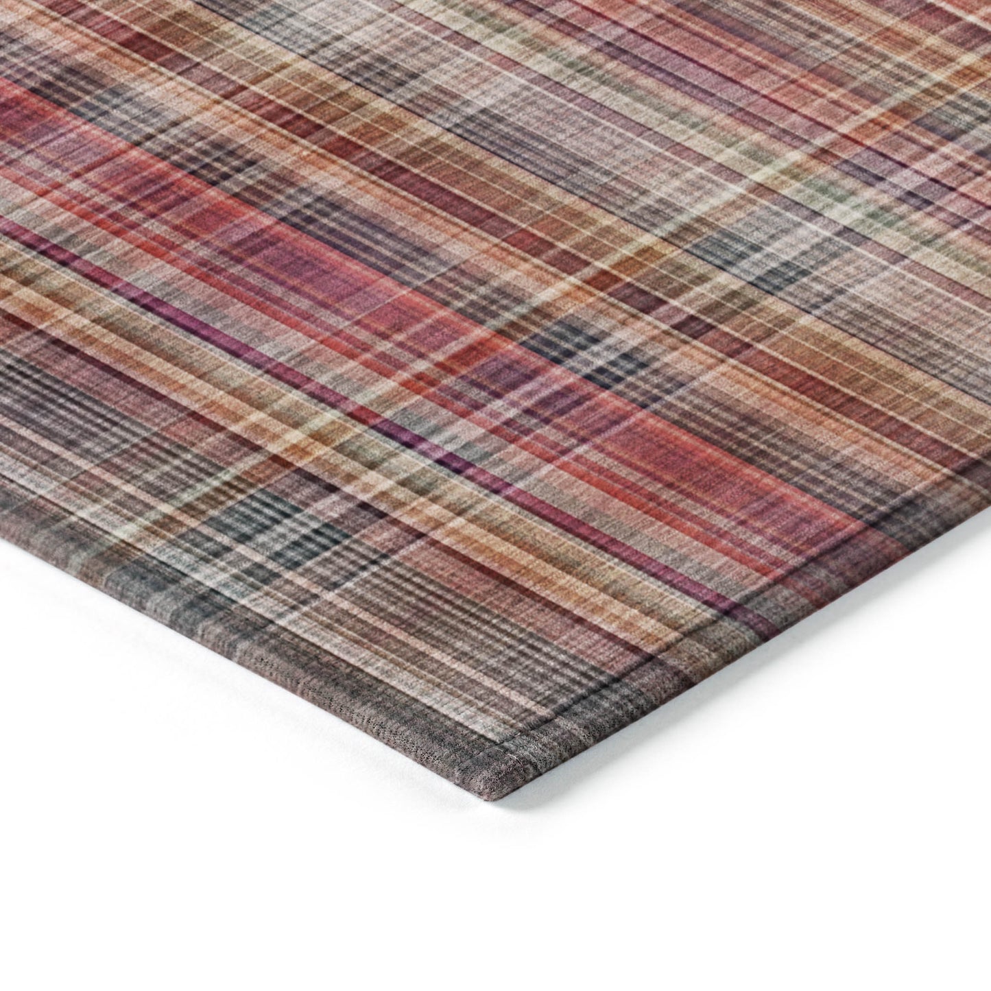 5' X 8' Red Plaid Washable Non Skid Indoor Outdoor Area Rug