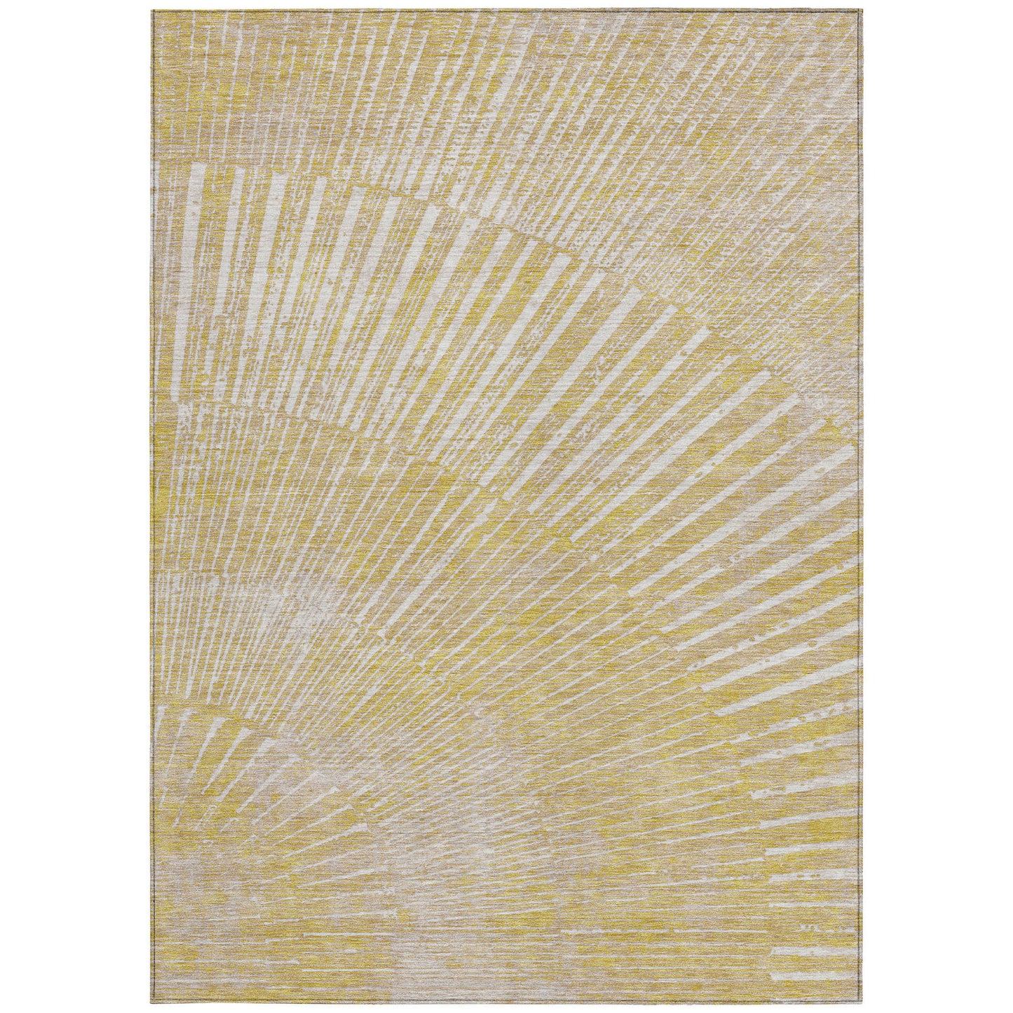 5' X 8' Wheat Abstract Washable Non Skid Indoor Outdoor Area Rug