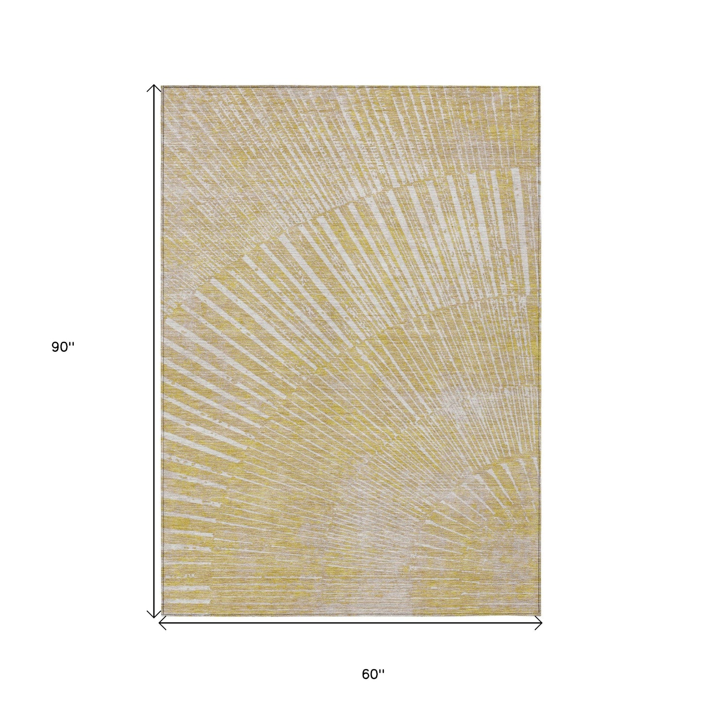 5' X 8' Wheat Abstract Washable Non Skid Indoor Outdoor Area Rug