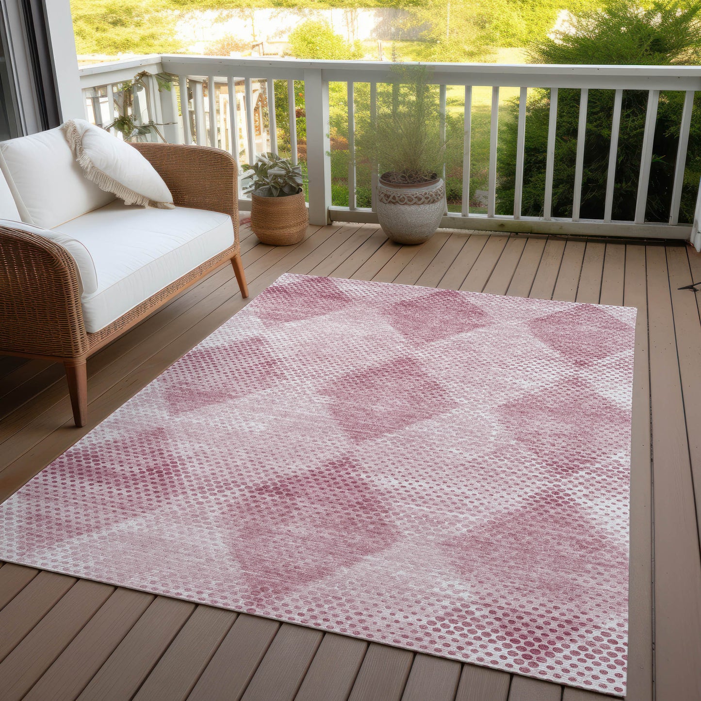 5' X 8' Merlot Geometric Washable Non Skid Indoor Outdoor Area Rug