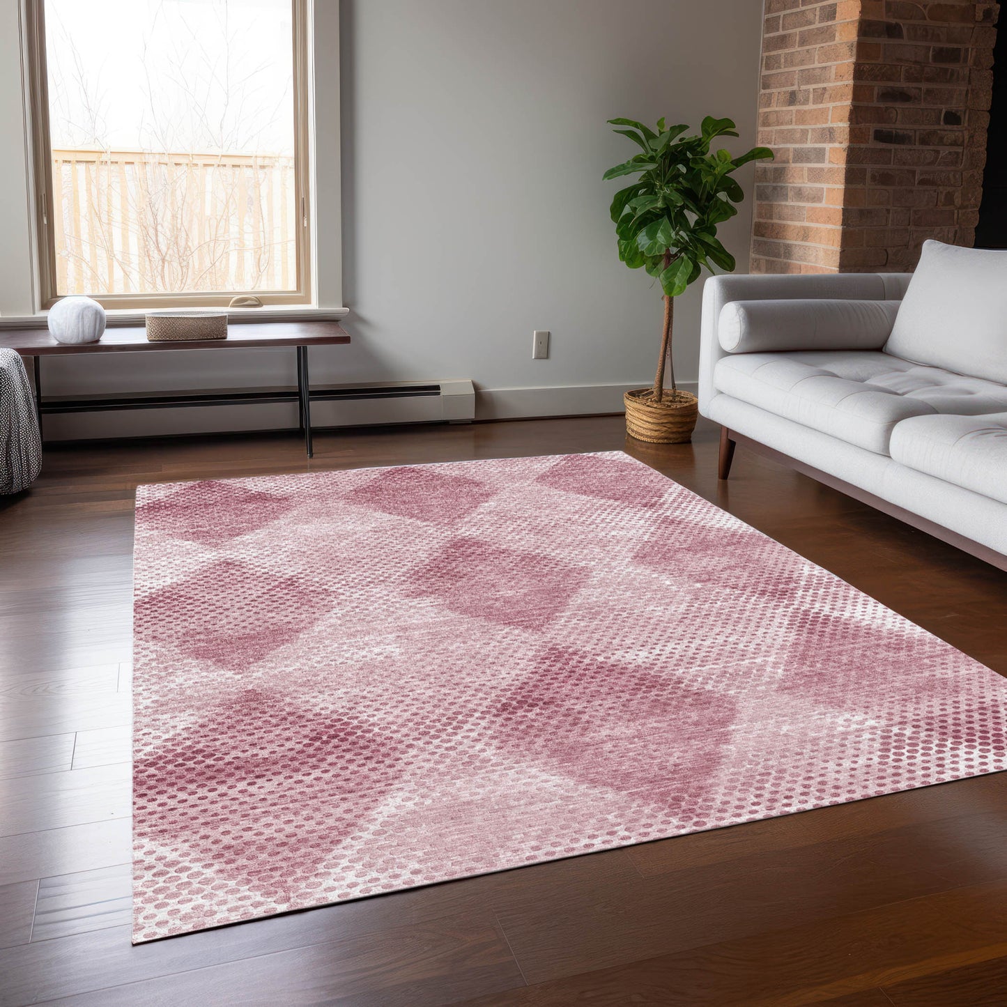 5' X 8' Merlot Geometric Washable Non Skid Indoor Outdoor Area Rug