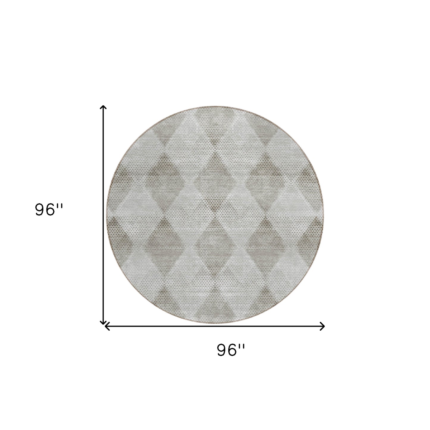 8' Round Gray Round Geometric Washable Non Skid Indoor Outdoor Area Rug