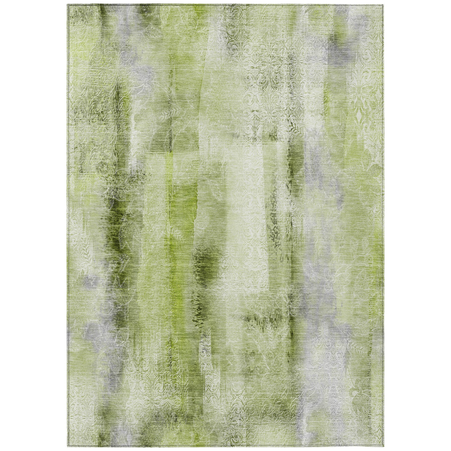 5' X 8' Sage Washable Non Skid Indoor Outdoor Area Rug