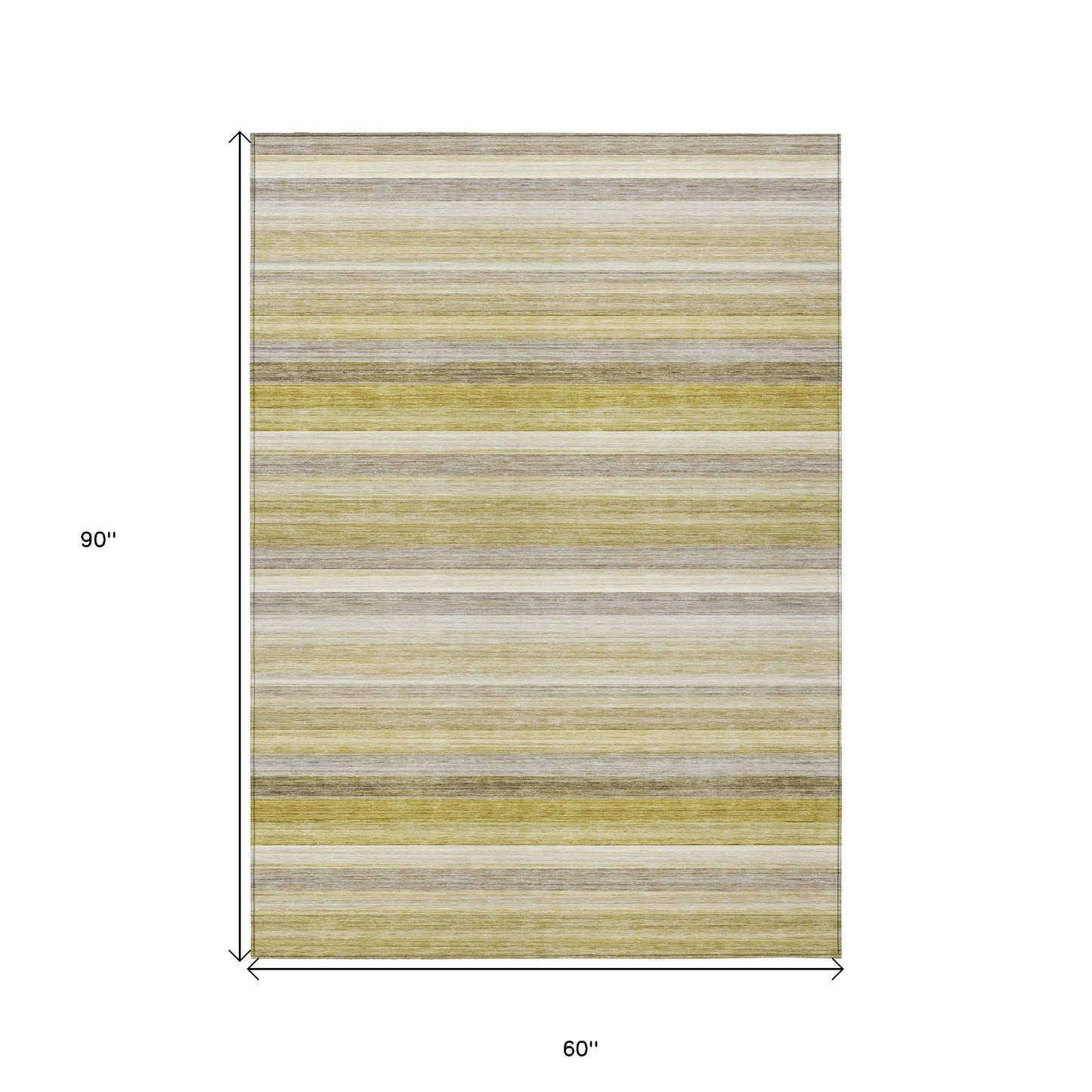 5' X 8' Wheat Striped Washable Non Skid Indoor Outdoor Area Rug