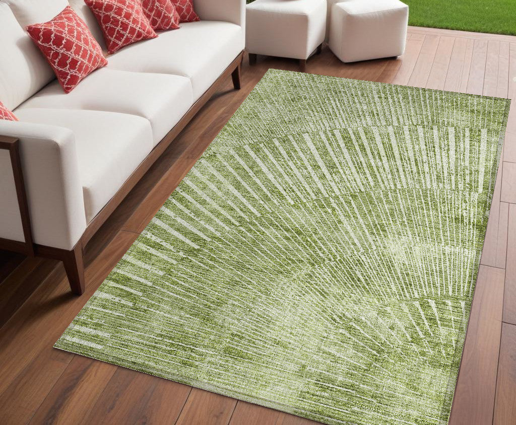 5' X 8' Sage Abstract Washable Non Skid Indoor Outdoor Area Rug