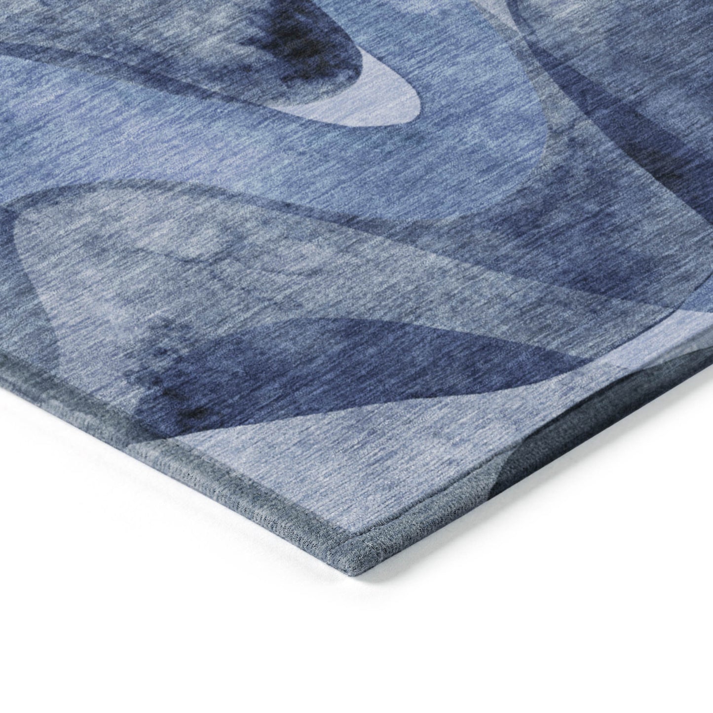 5' X 8' Navy Blue Abstract Washable Non Skid Indoor Outdoor Area Rug