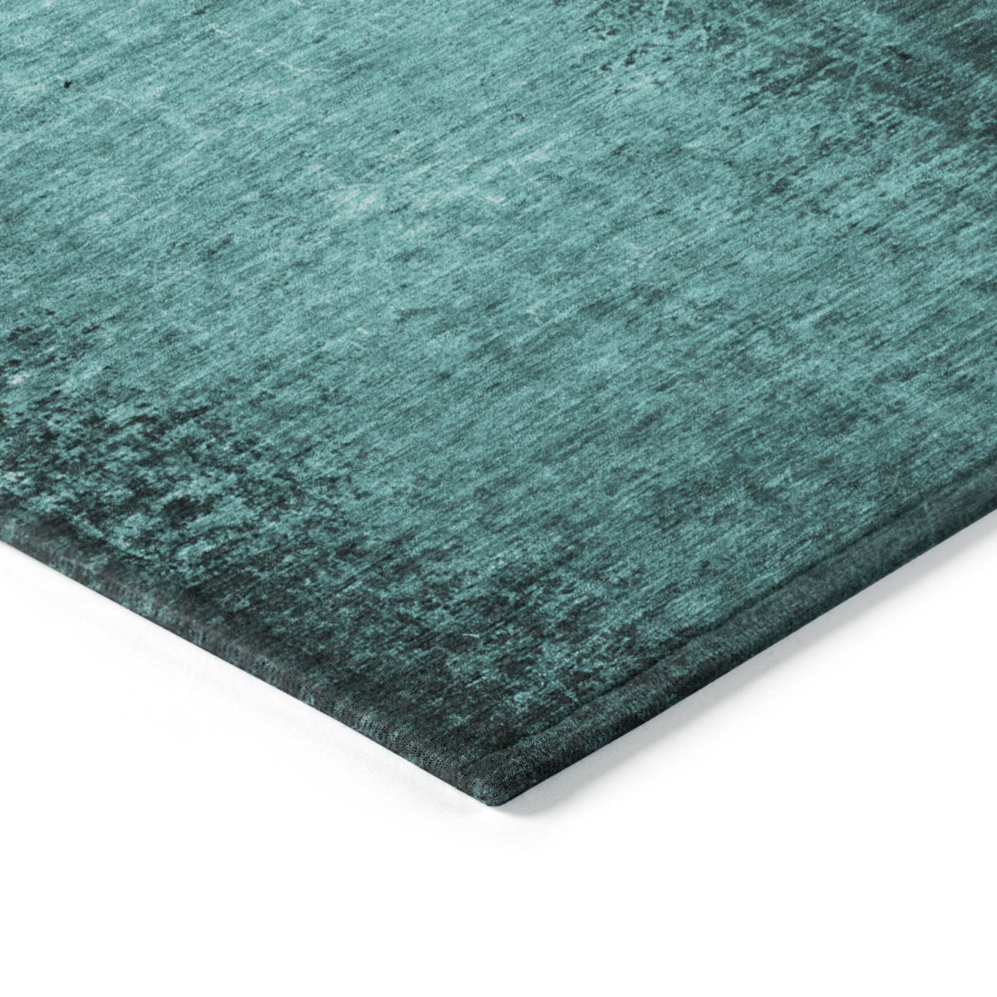 5' X 8' Teal Abstract Washable Non Skid Indoor Outdoor Area Rug