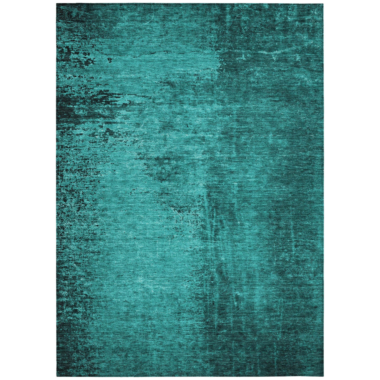 5' X 8' Teal Abstract Washable Non Skid Indoor Outdoor Area Rug