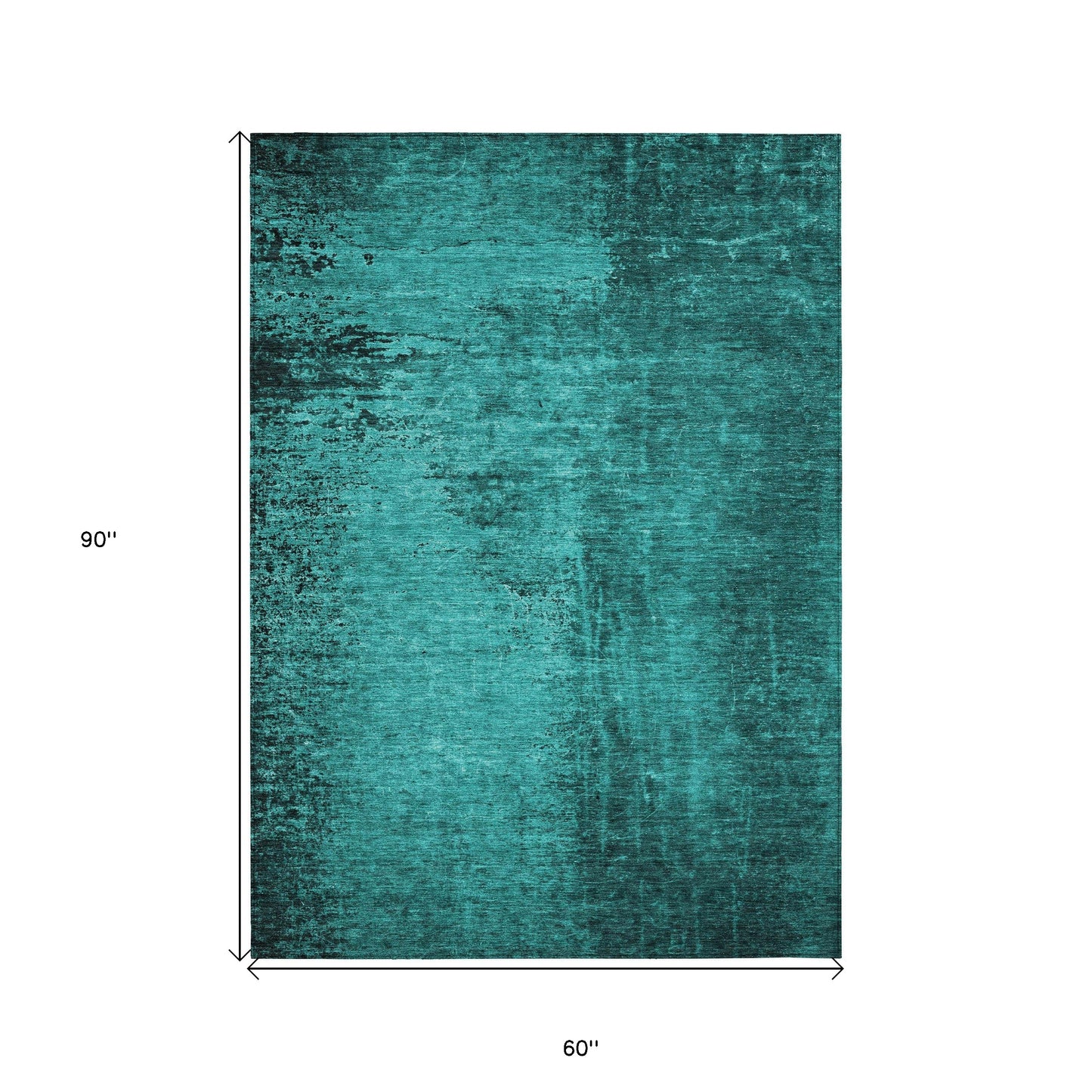 5' X 8' Teal Abstract Washable Non Skid Indoor Outdoor Area Rug