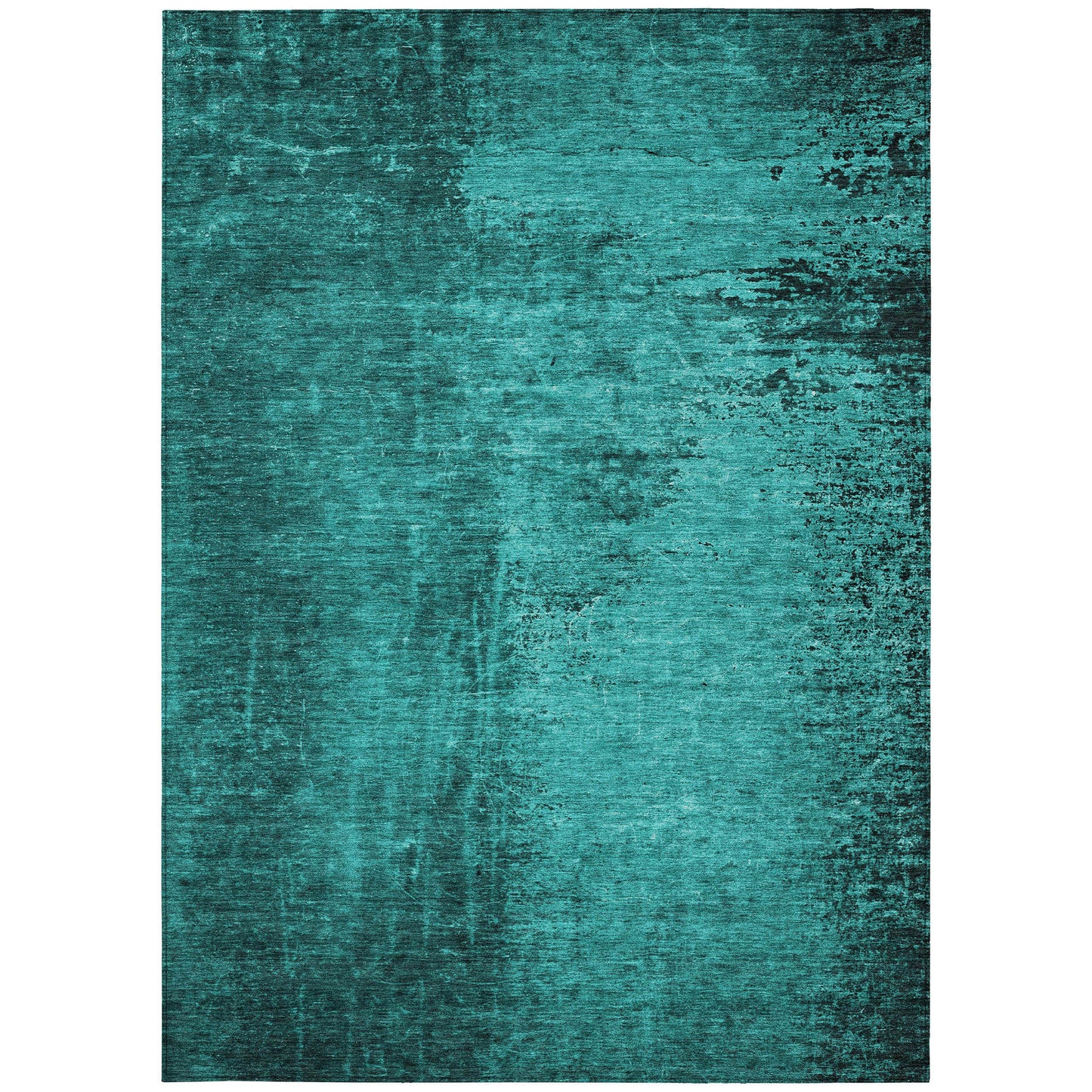 5' X 8' Teal Abstract Washable Non Skid Indoor Outdoor Area Rug