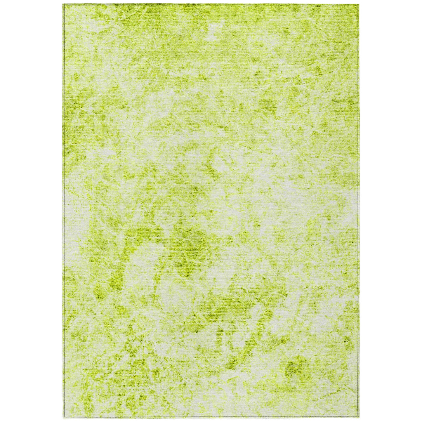 5' X 8' Lime Green Abstract Washable Non Skid Indoor Outdoor Area Rug