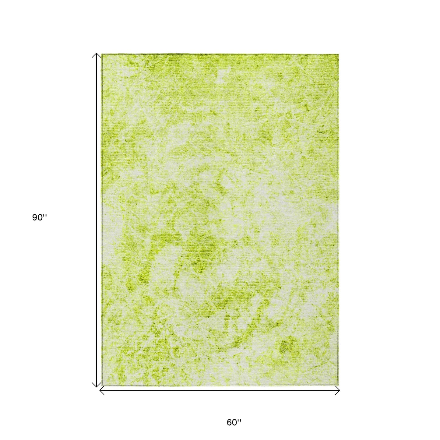 5' X 8' Lime Green Abstract Washable Non Skid Indoor Outdoor Area Rug