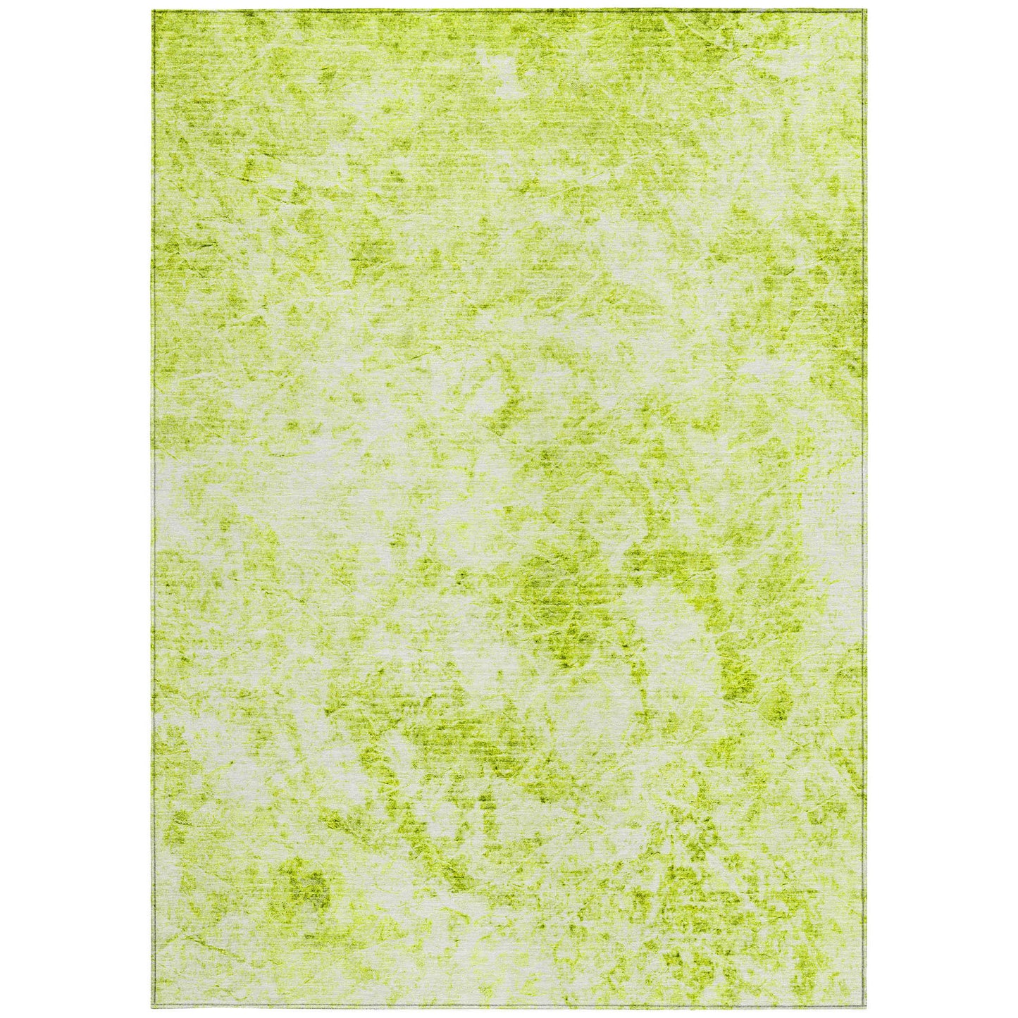 5' X 8' Lime Green Abstract Washable Non Skid Indoor Outdoor Area Rug