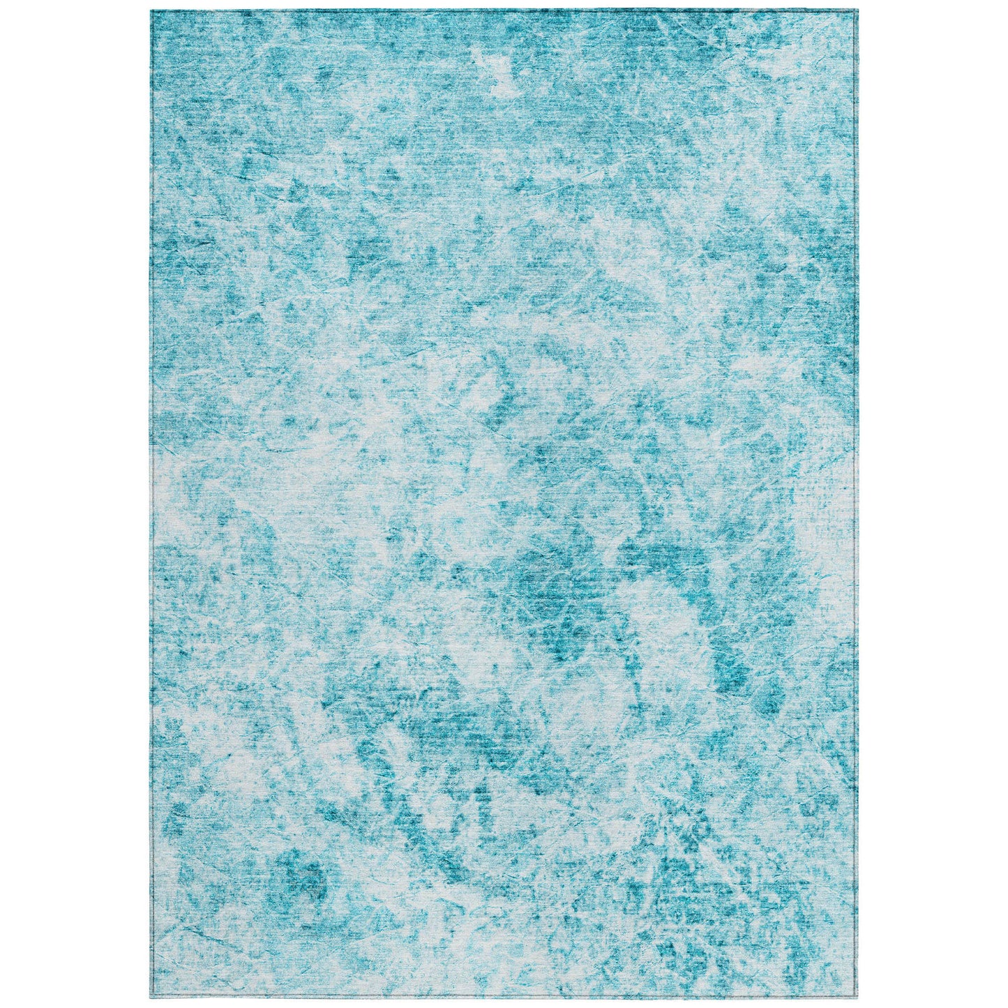 5' X 8' Teal Abstract Washable Non Skid Indoor Outdoor Area Rug