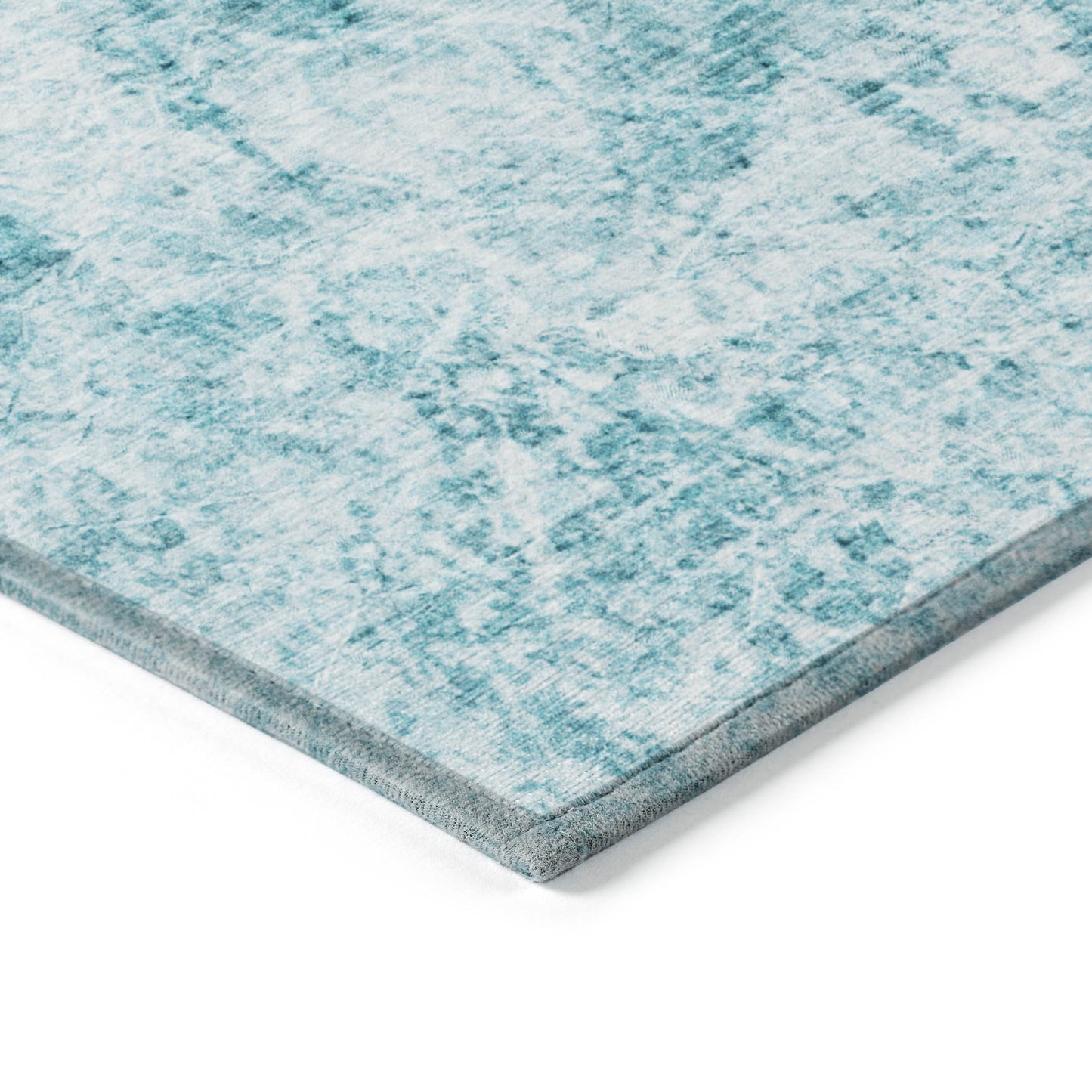 5' X 8' Teal Abstract Washable Non Skid Indoor Outdoor Area Rug