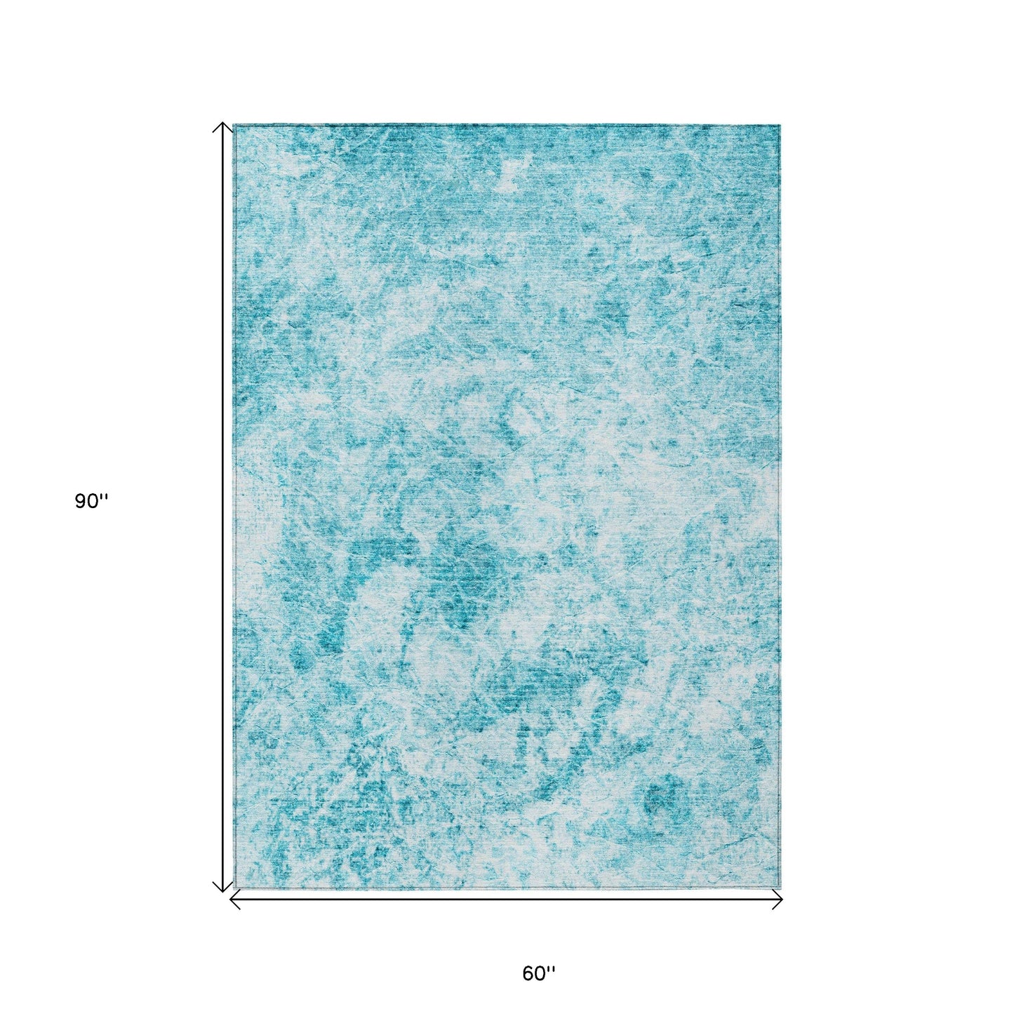 5' X 8' Teal Abstract Washable Non Skid Indoor Outdoor Area Rug