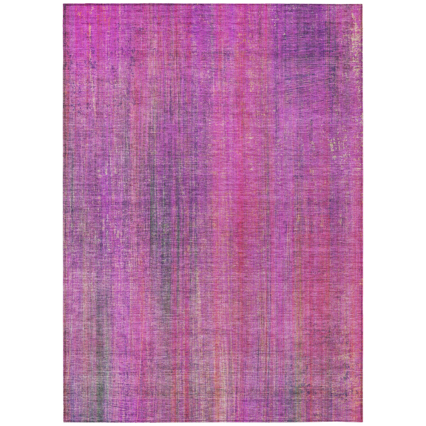 5' X 8' Lilac Striped Washable Non Skid Indoor Outdoor Area Rug