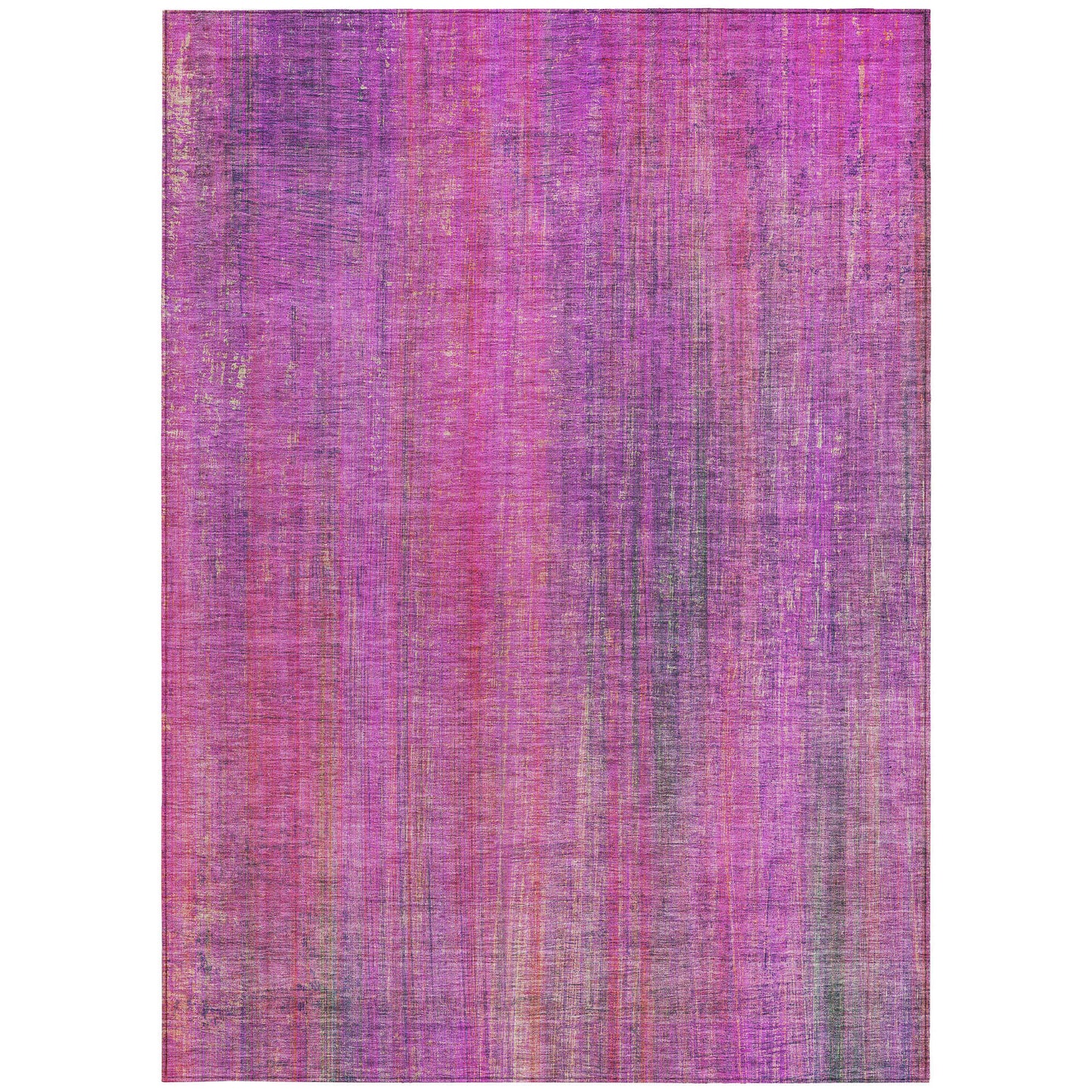 5' X 8' Lilac Striped Washable Non Skid Indoor Outdoor Area Rug