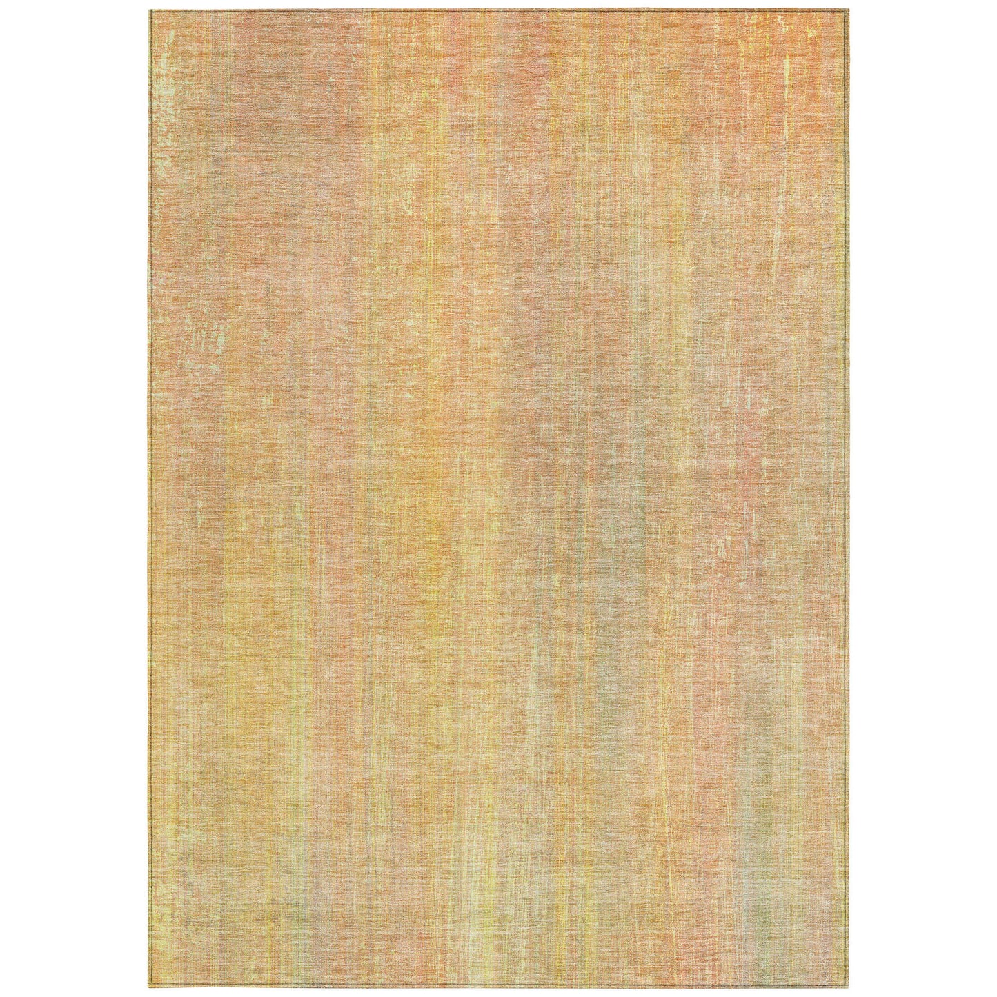 5' X 8' Yellow and Orange Striped Washable Non Skid Indoor Outdoor Area Rug