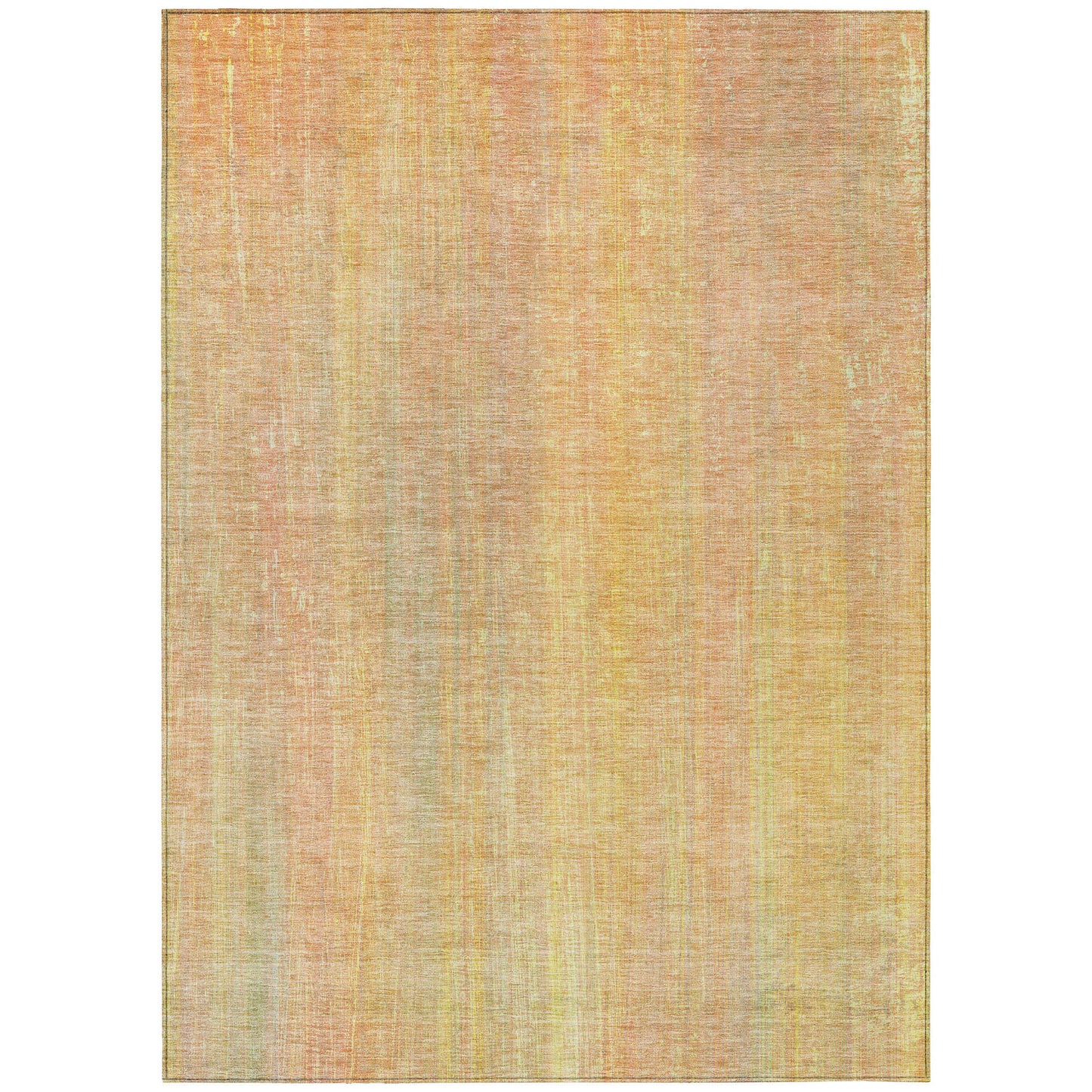 5' X 8' Yellow and Orange Striped Washable Non Skid Indoor Outdoor Area Rug