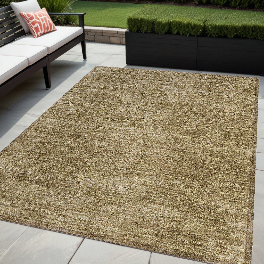 5' X 8' Tan Abstract Washable Non Skid Indoor Outdoor Area Rug