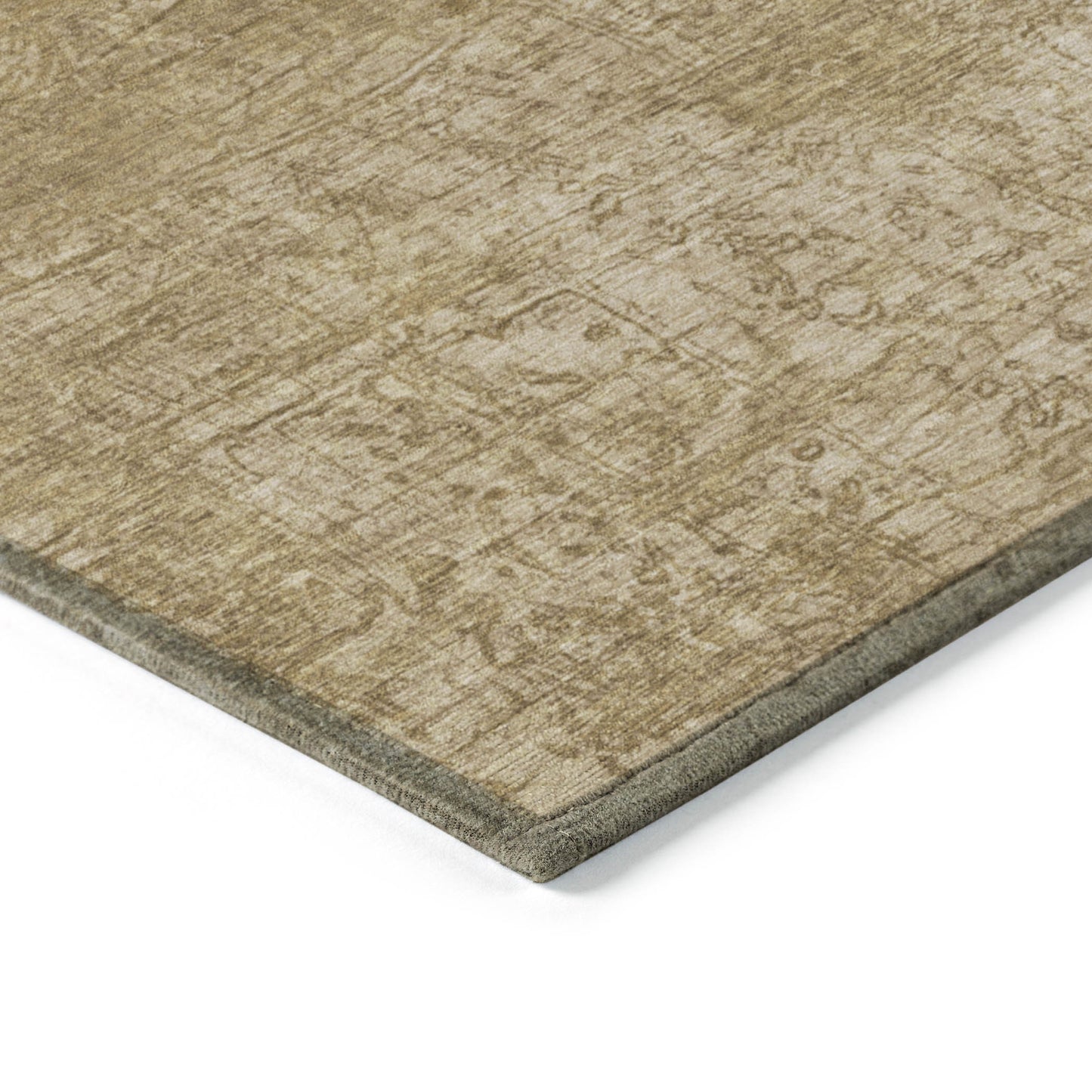 5' X 8' Tan Abstract Washable Non Skid Indoor Outdoor Area Rug