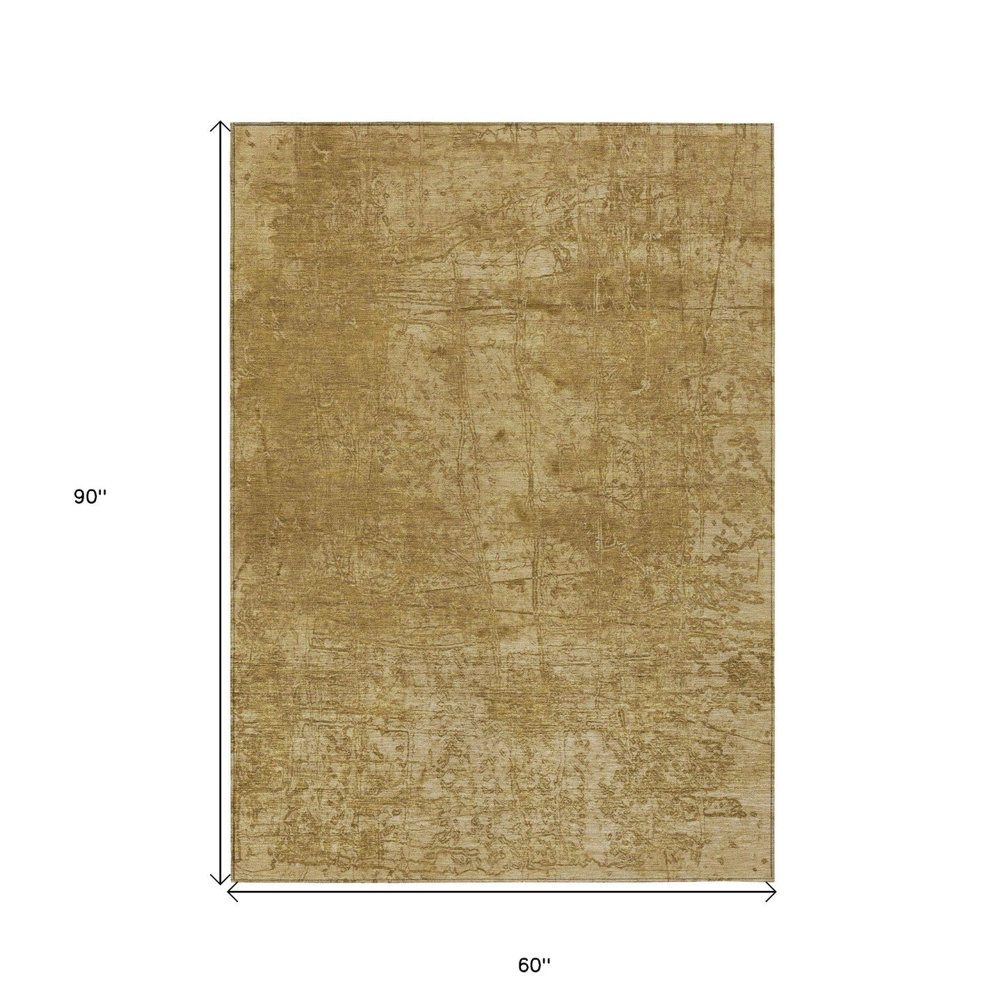 5' X 8' Tan Abstract Washable Non Skid Indoor Outdoor Area Rug