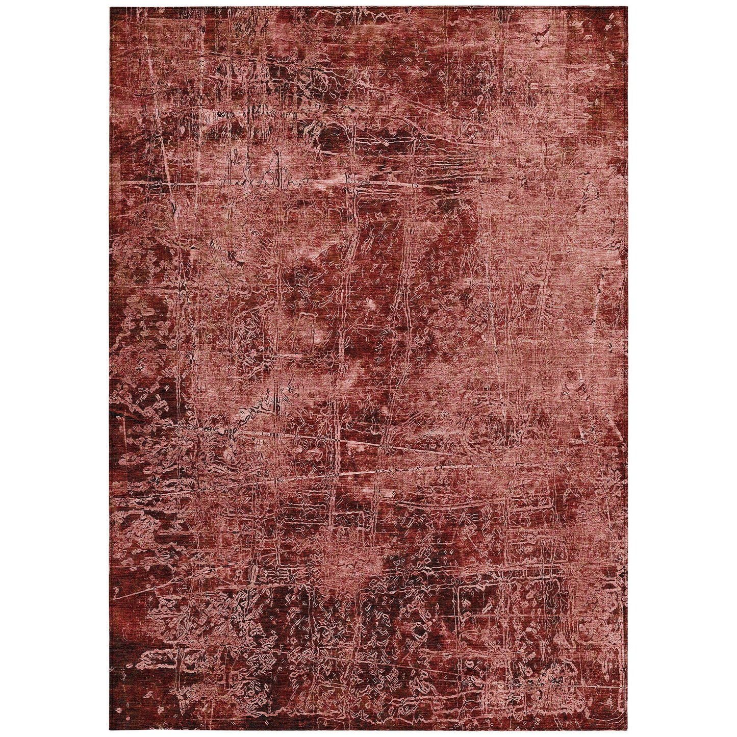 5' X 8' Merlot Abstract Washable Non Skid Indoor Outdoor Area Rug