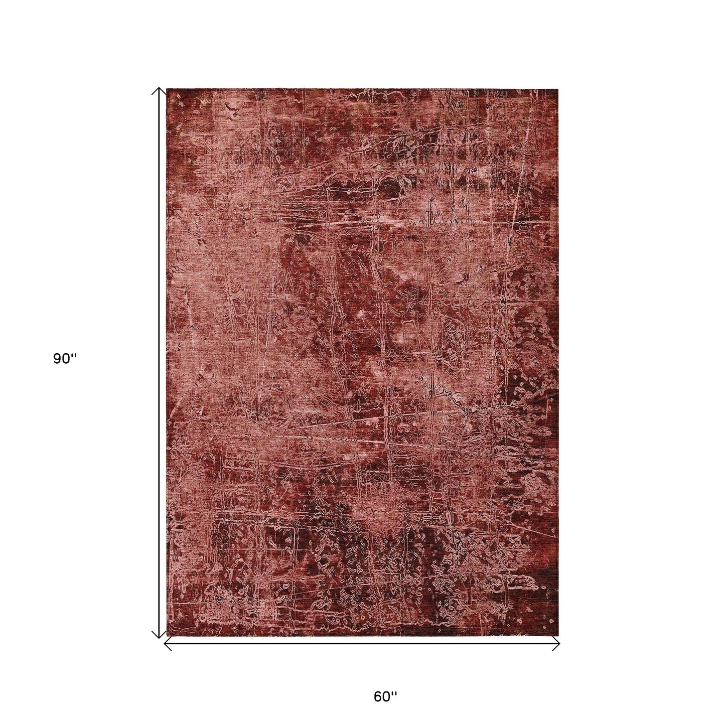 5' X 8' Merlot Abstract Washable Non Skid Indoor Outdoor Area Rug