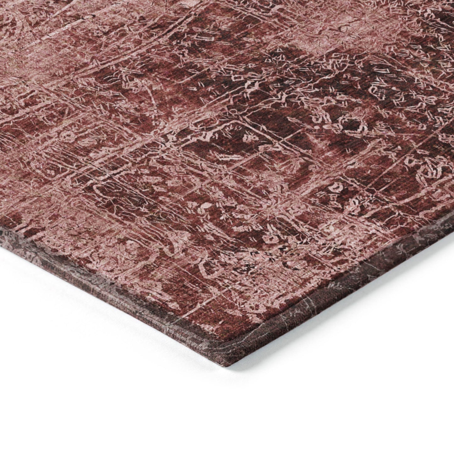 5' X 8' Merlot Abstract Washable Non Skid Indoor Outdoor Area Rug