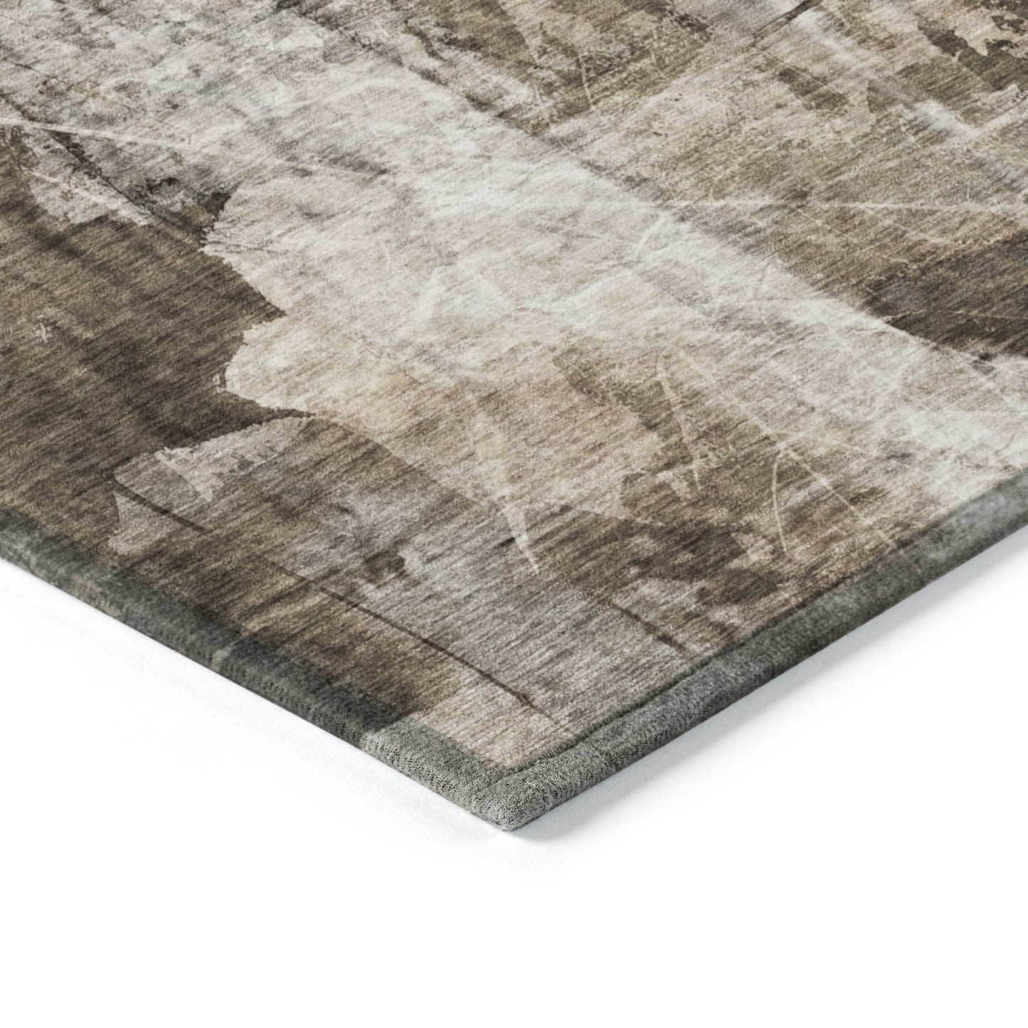 5' X 8' Taupe Floral Washable Non Skid Indoor Outdoor Area Rug