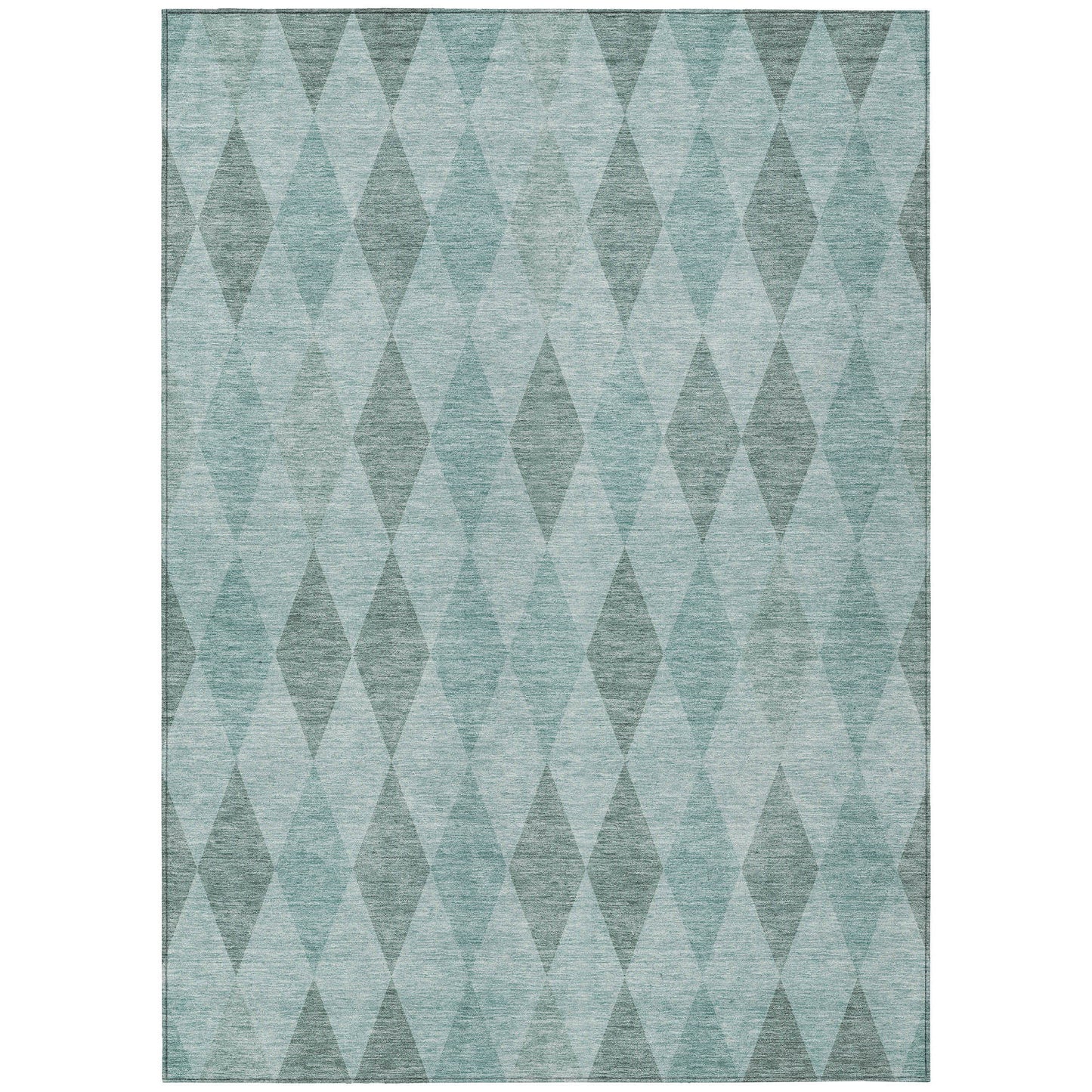 5' X 8' Teal Geometric Washable Non Skid Indoor Outdoor Area Rug