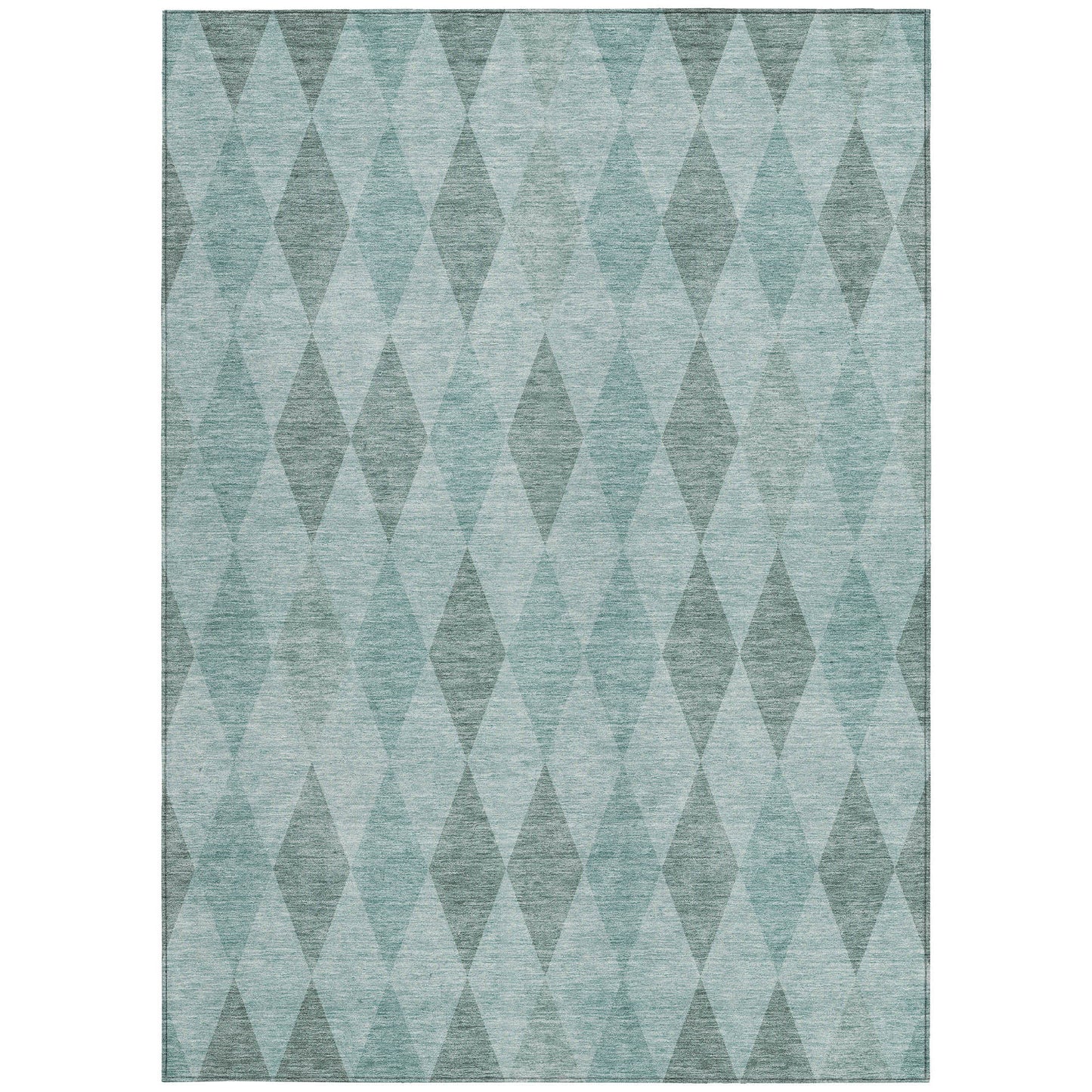 5' X 8' Teal Geometric Washable Non Skid Indoor Outdoor Area Rug