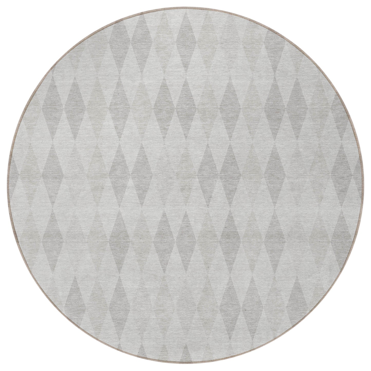 8' Round Gray Round Geometric Washable Non Skid Indoor Outdoor Area Rug